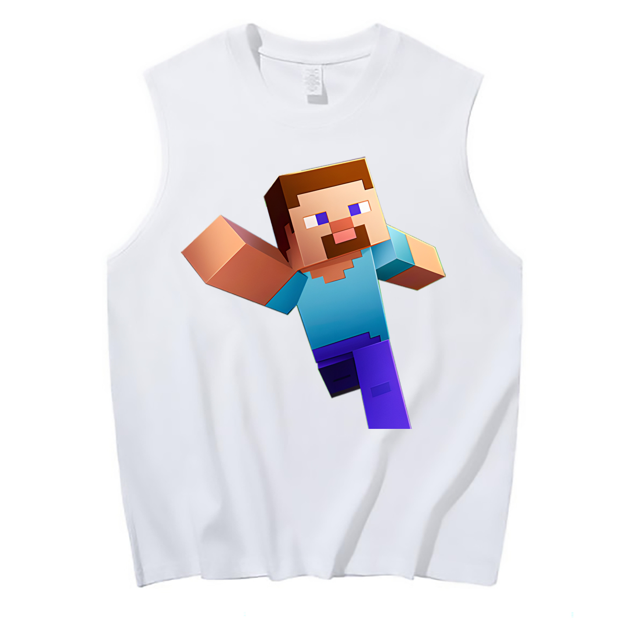 （画像用） マインクラフト ブロックの世界 Minecraft MC Block world コットン100％タンクトップ（フロントプリント）