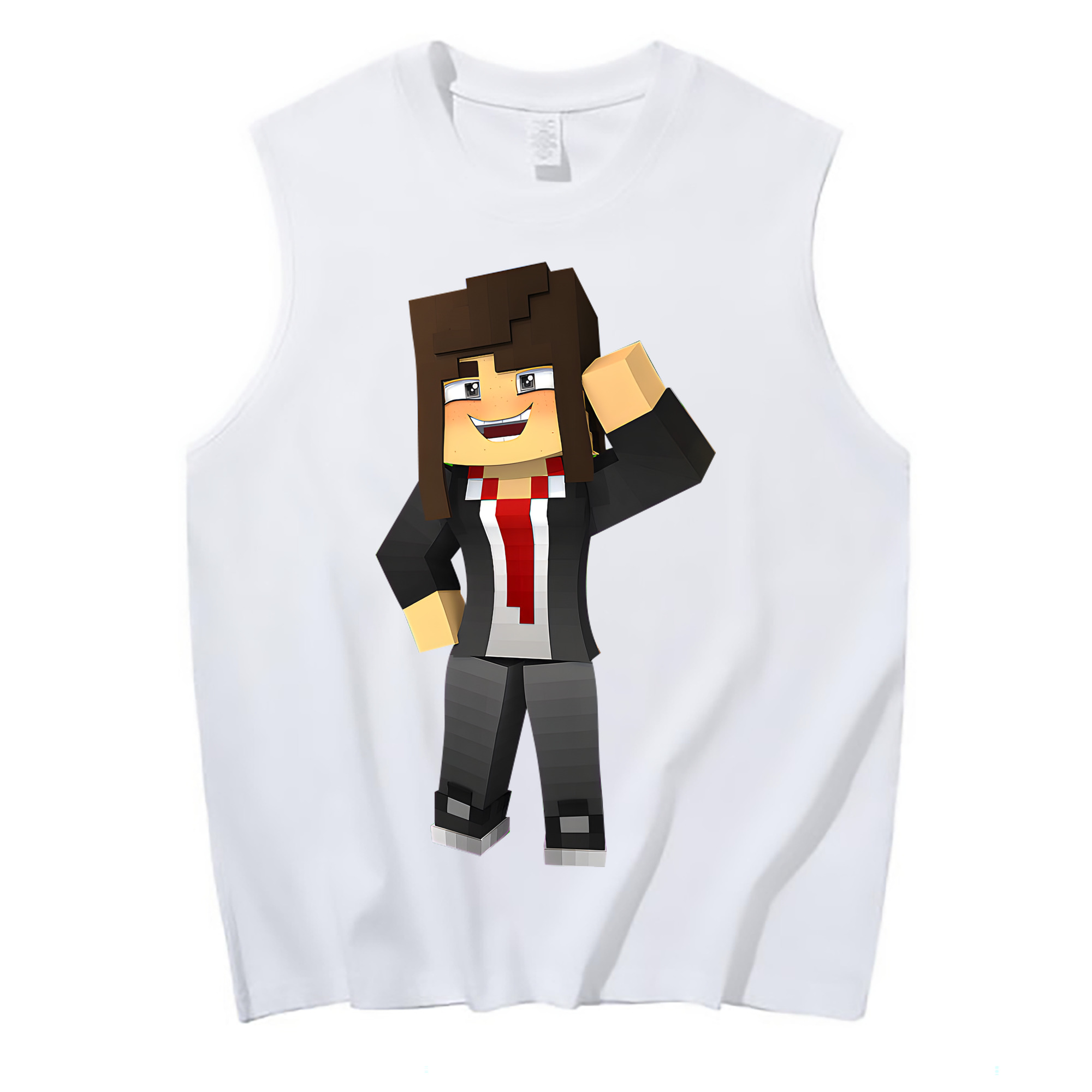 （画像用） マインクラフト ブロックの世界 Minecraft MC Block world コットン100％タンクトップ（フロントプリント）