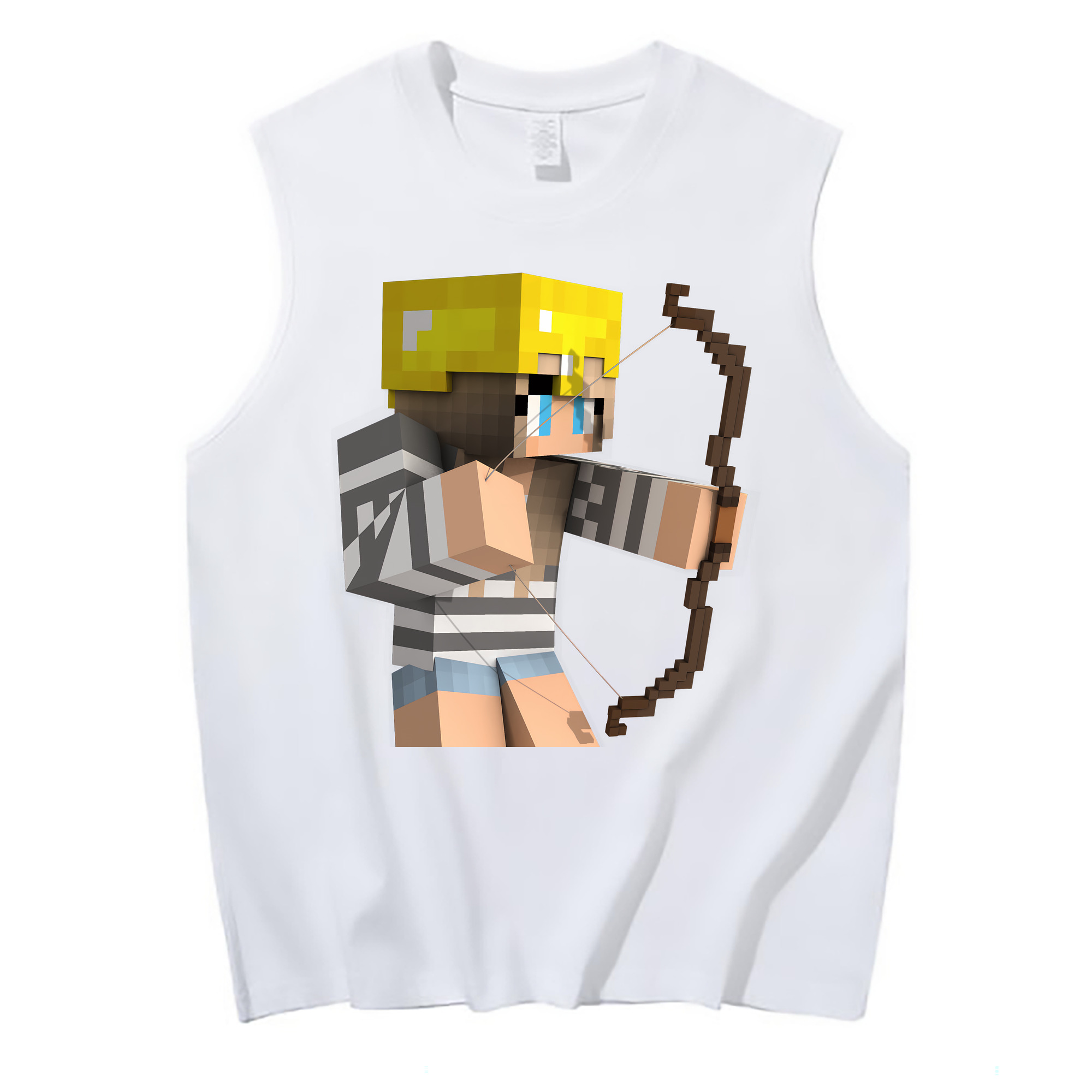 （画像用） マインクラフト ブロックの世界 Minecraft MC Block world コットン100％タンクトップ（フロントプリント）
