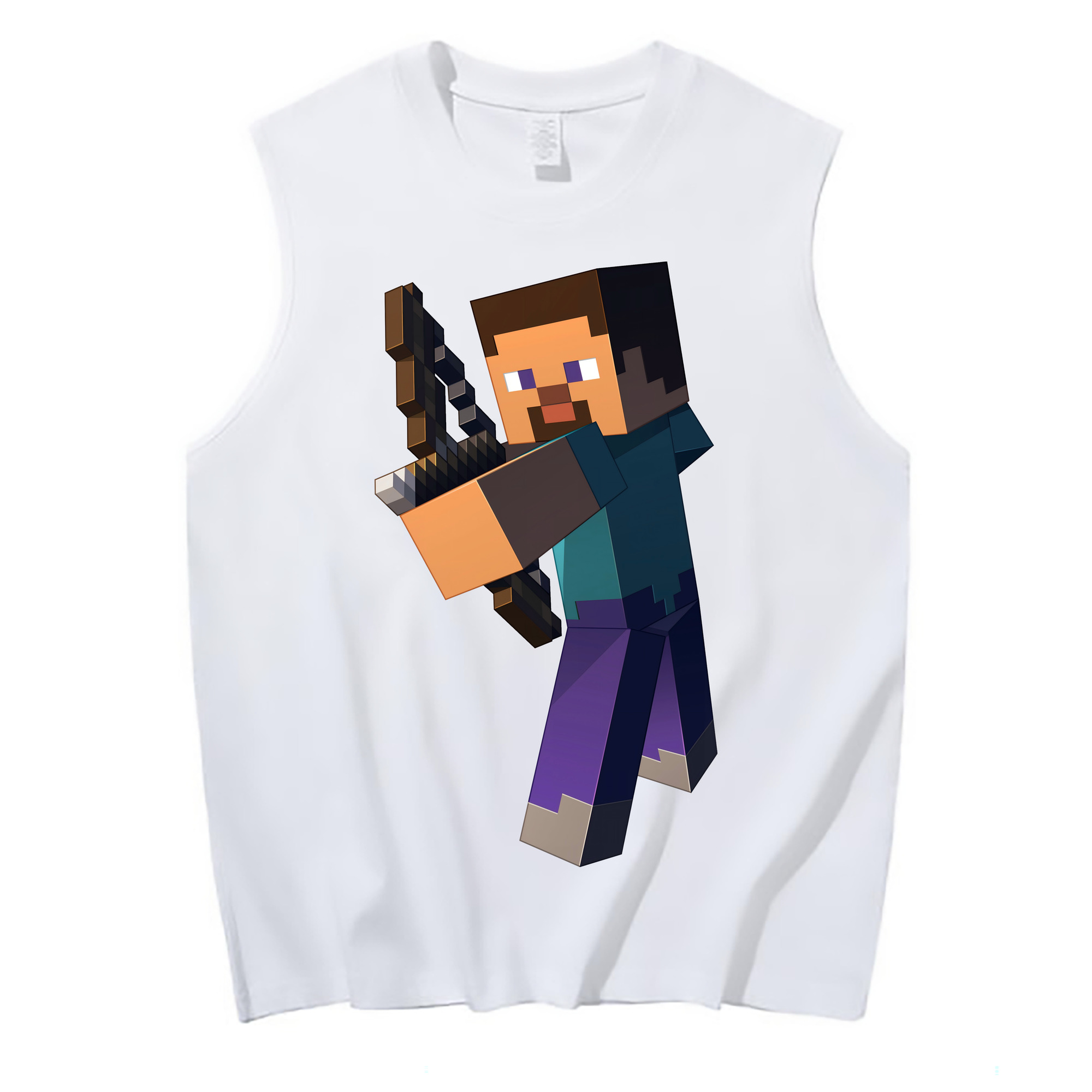 （画像用） マインクラフト ブロックの世界 Minecraft MC Block world コットン100％タンクトップ（フロントプリント）