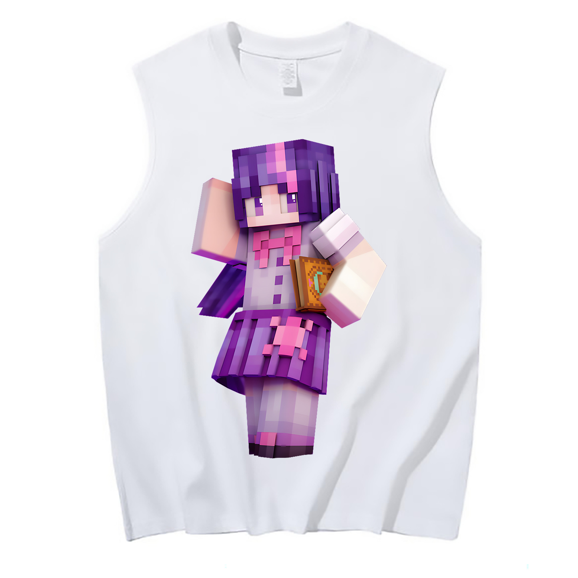 （画像用） マインクラフト ブロックの世界 Minecraft MC Block world コットン100％タンクトップ（フロントプリント）