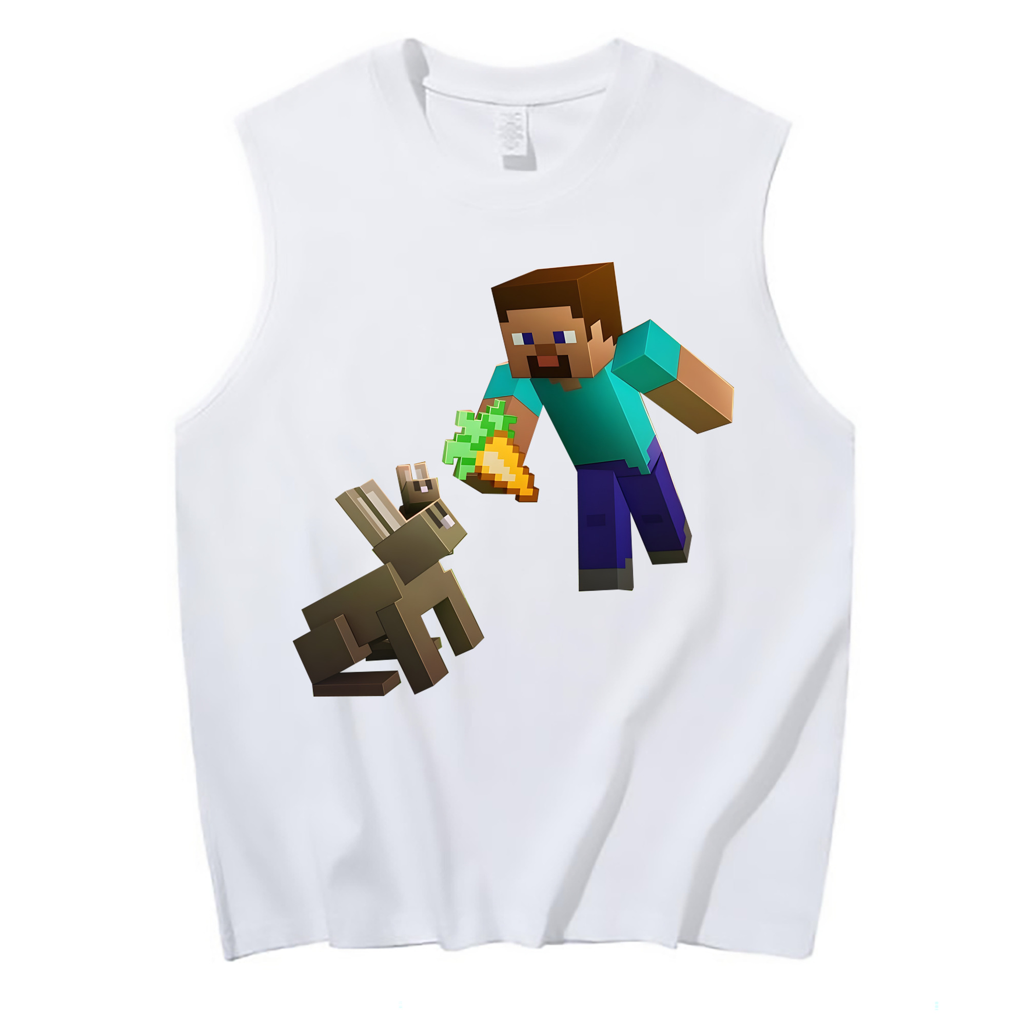 （画像用） マインクラフト ブロックの世界 Minecraft MC Block world コットン100％タンクトップ（フロントプリント）
