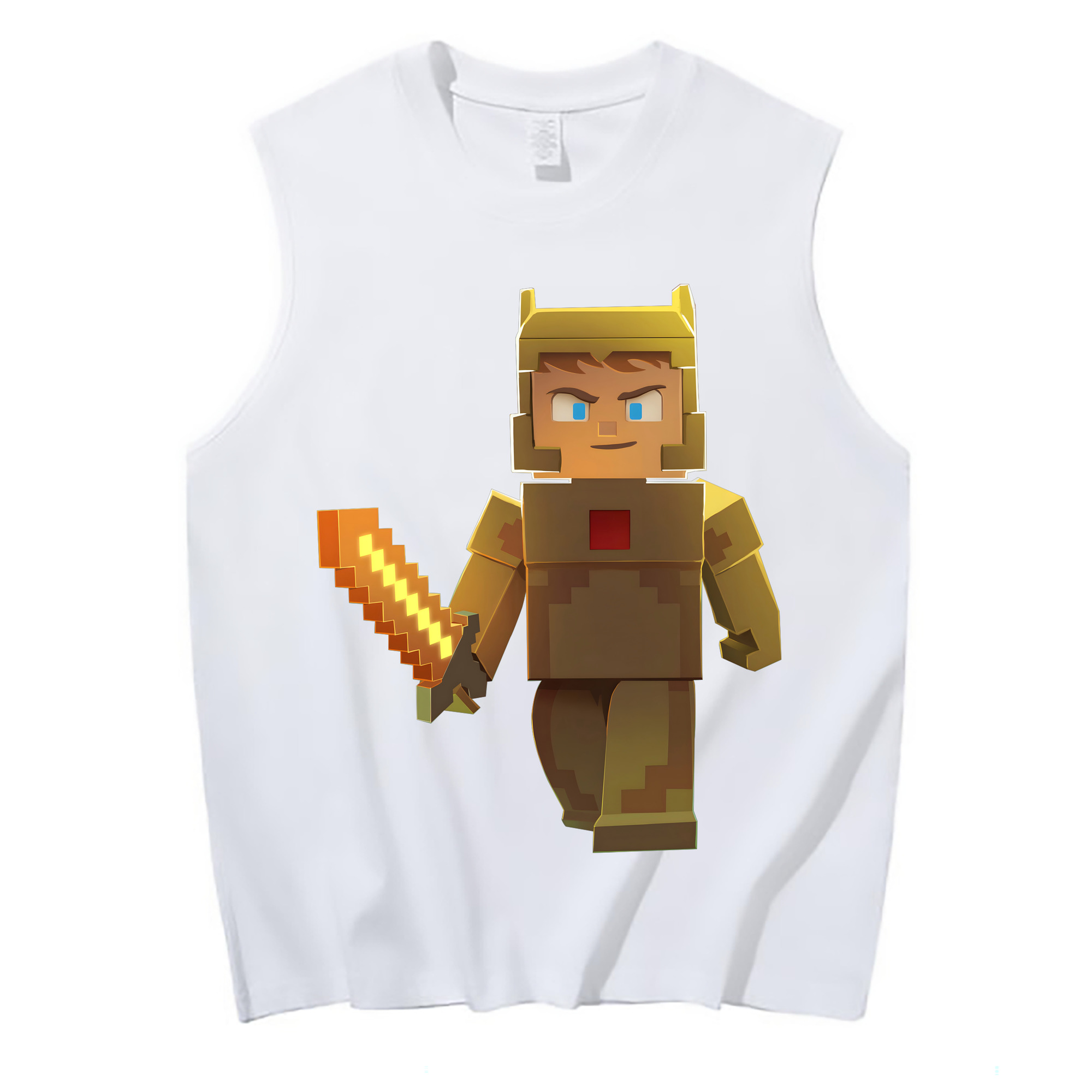 （画像用） マインクラフト ブロックの世界 Minecraft MC Block world コットン100％タンクトップ（フロントプリント）