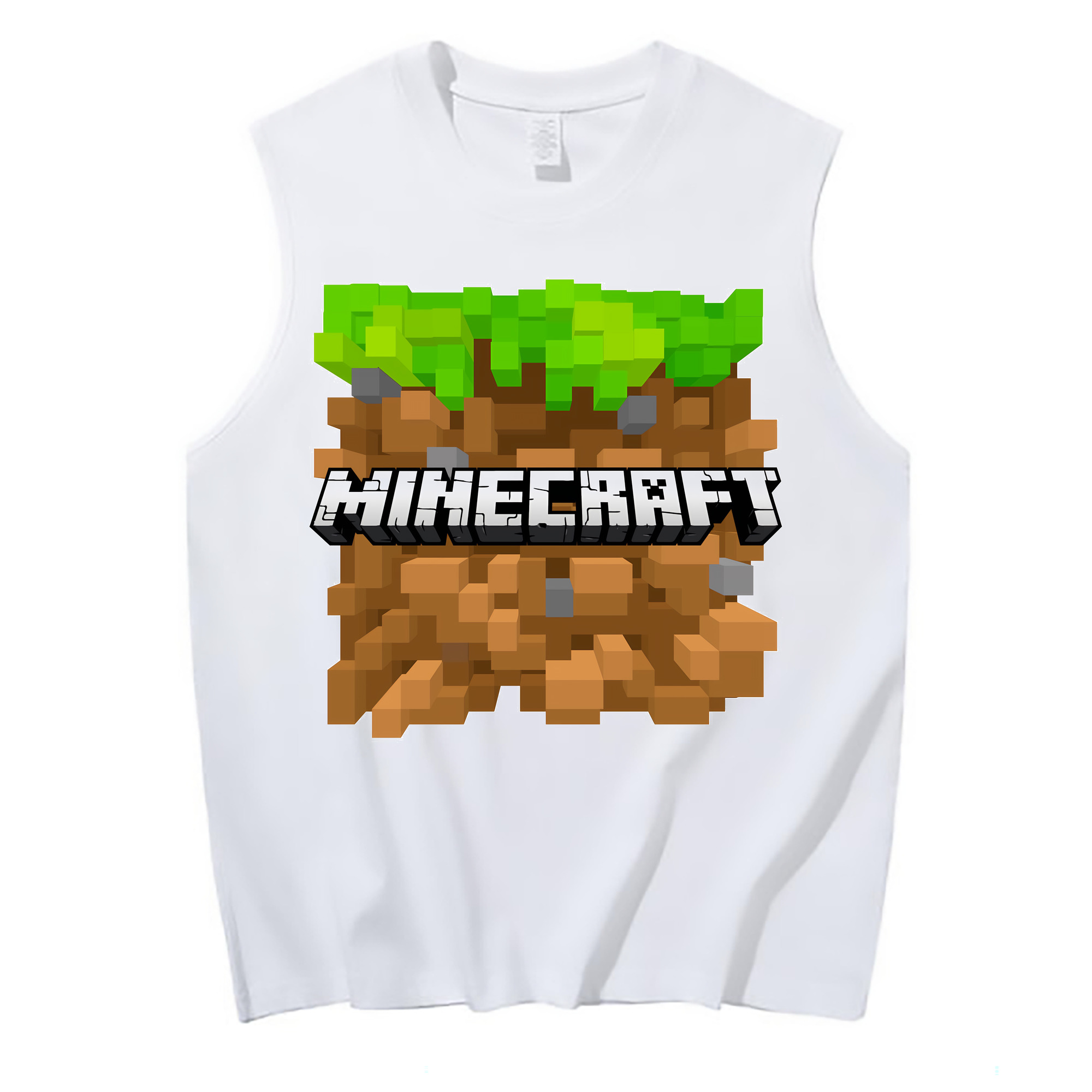 （画像用） マインクラフト ブロックの世界 Minecraft MC Block world コットン100％タンクトップ（フロントプリント）