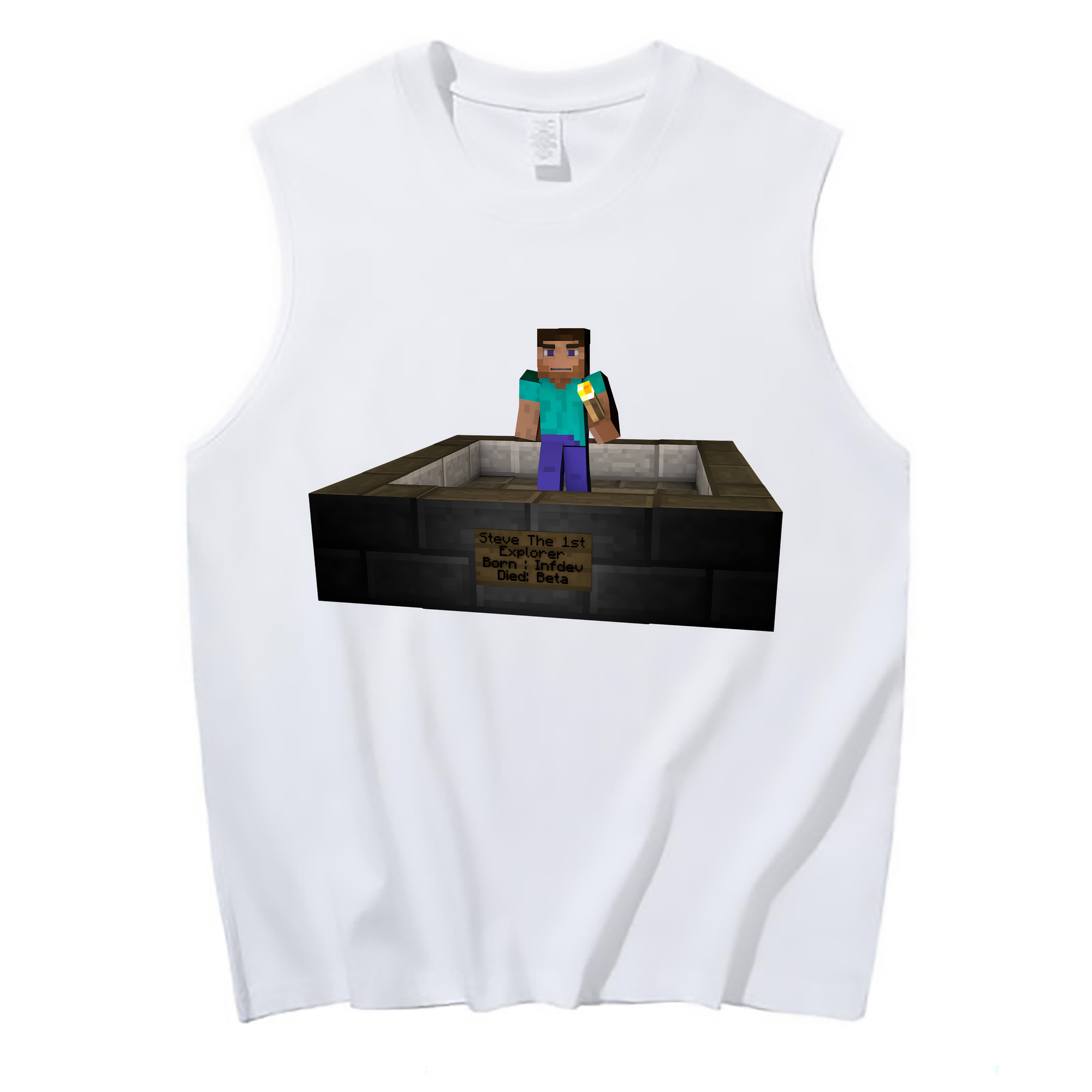 （画像用） マインクラフト ブロックの世界 Minecraft MC Block world コットン100％タンクトップ（フロントプリント）