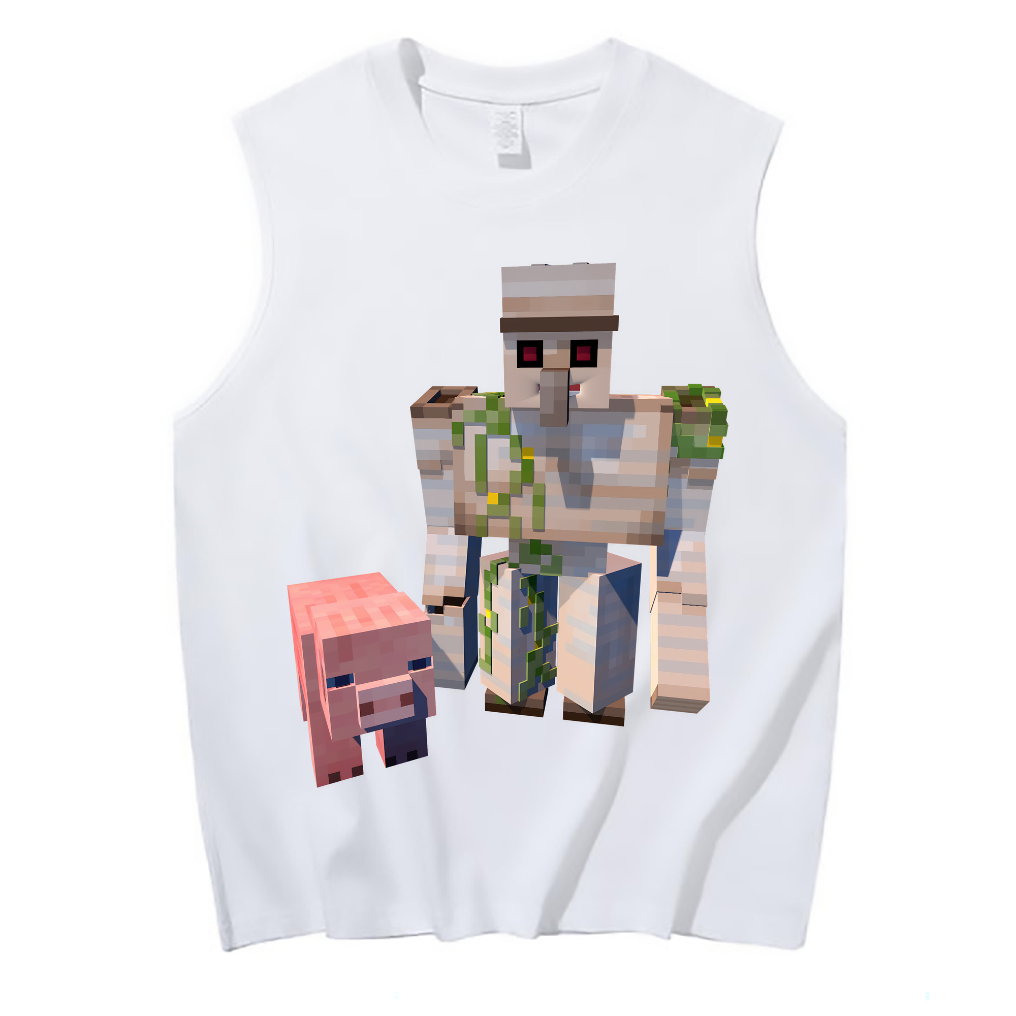 （画像用） マインクラフト ブロックの世界 Minecraft MC Block world コットン100％タンクトップ（フロントプリント）