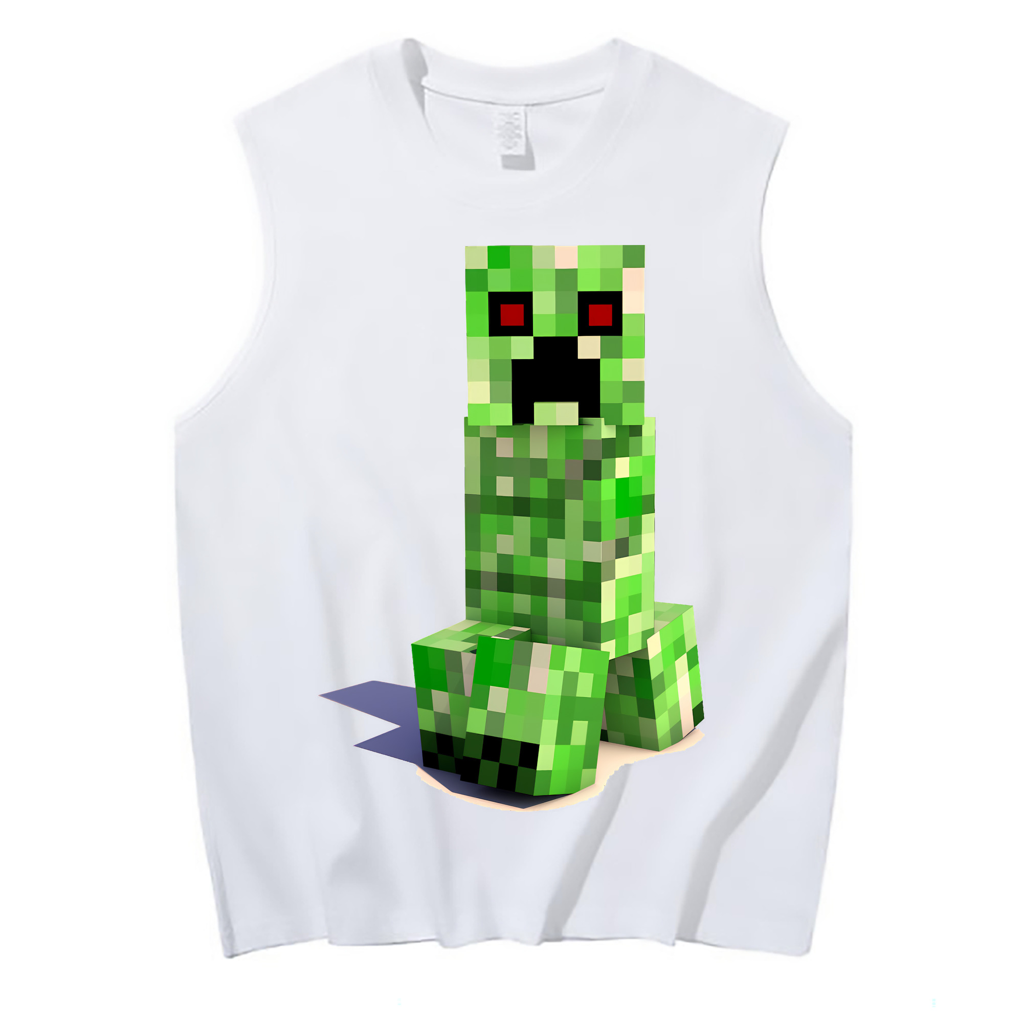 （画像用） マインクラフト ブロックの世界 Minecraft MC Block world コットン100％タンクトップ（フロントプリント）