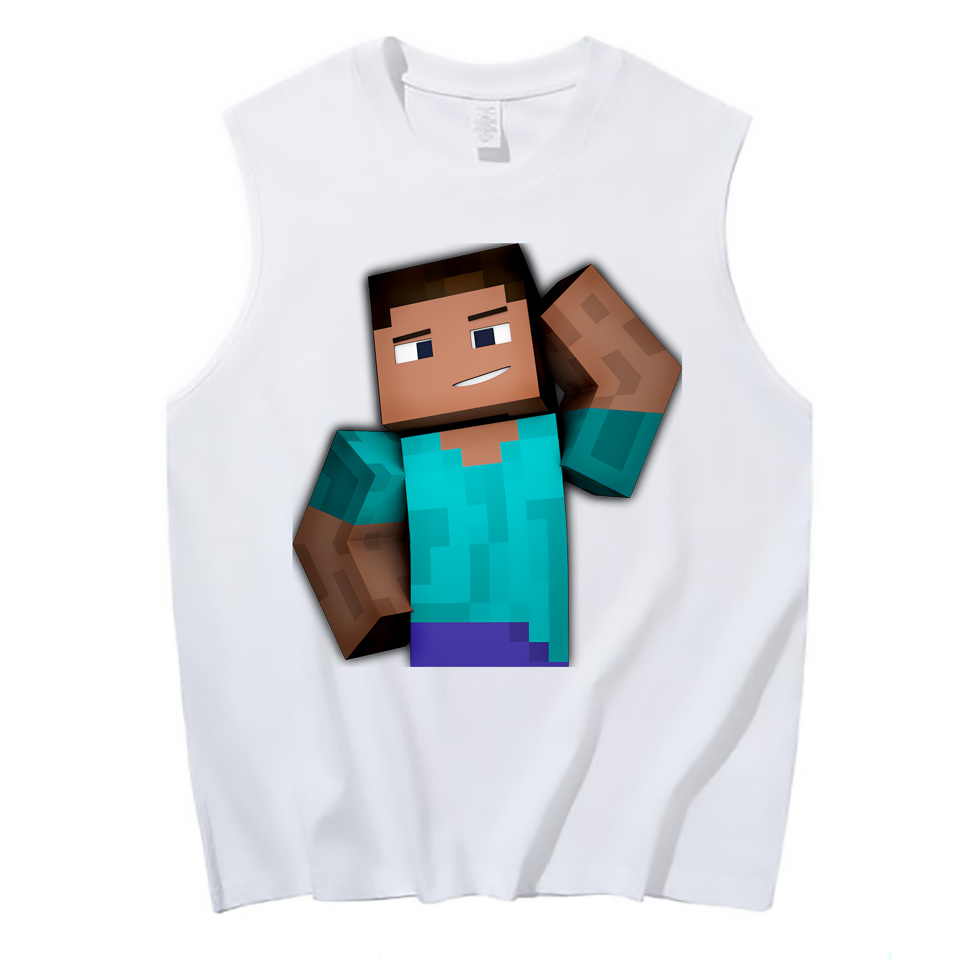 （画像用） マインクラフト ブロックの世界 Minecraft MC Block world コットン100％タンクトップ（フロントプリント）