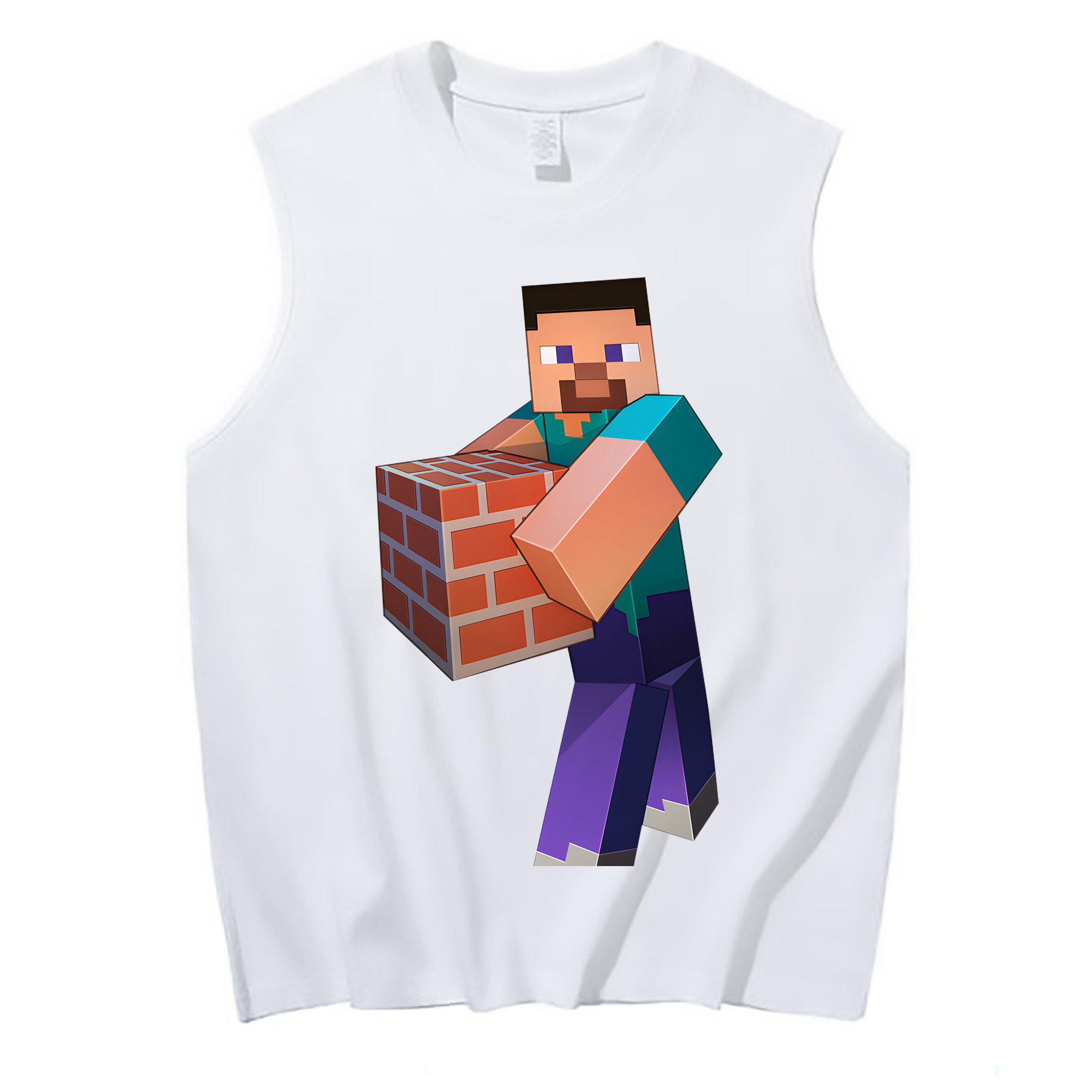 （画像用） マインクラフト ブロックの世界 Minecraft MC Block world コットン100％タンクトップ（フロントプリント）