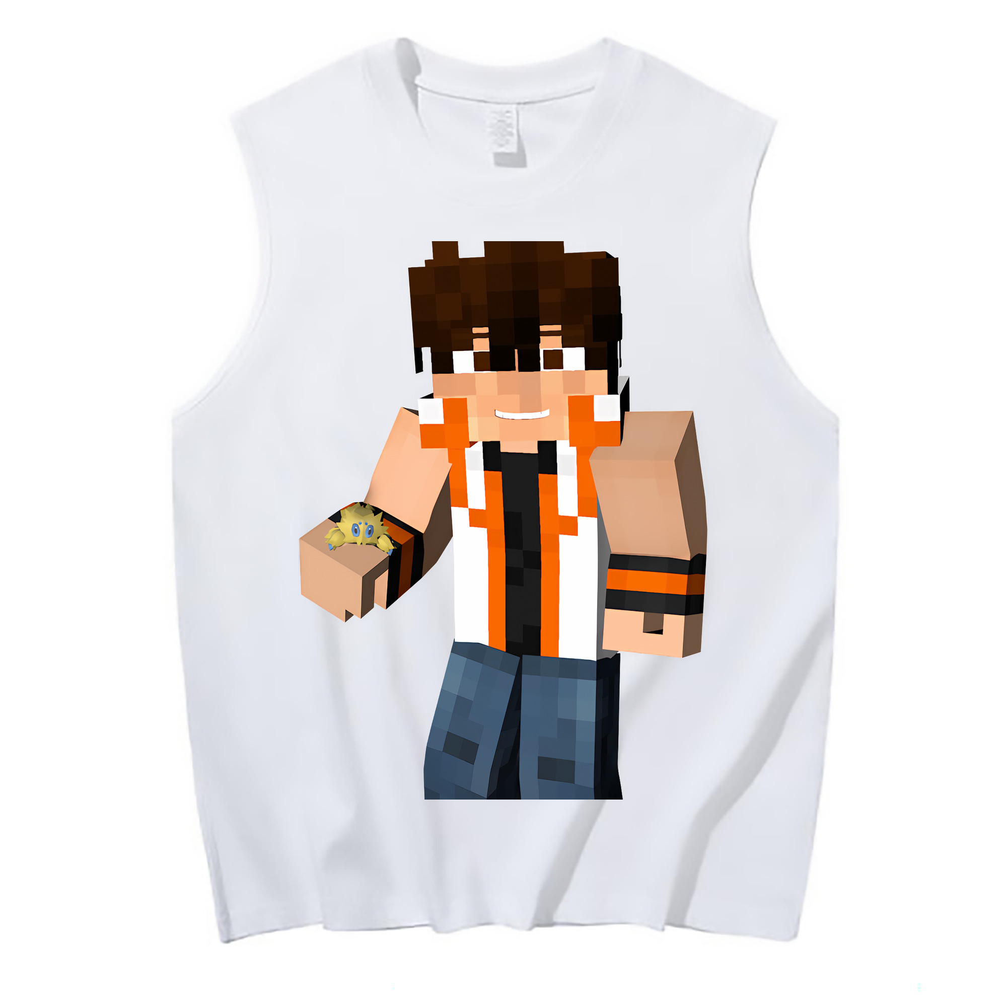 （画像用） マインクラフト ブロックの世界 Minecraft MC Block world コットン100％タンクトップ（フロントプリント）