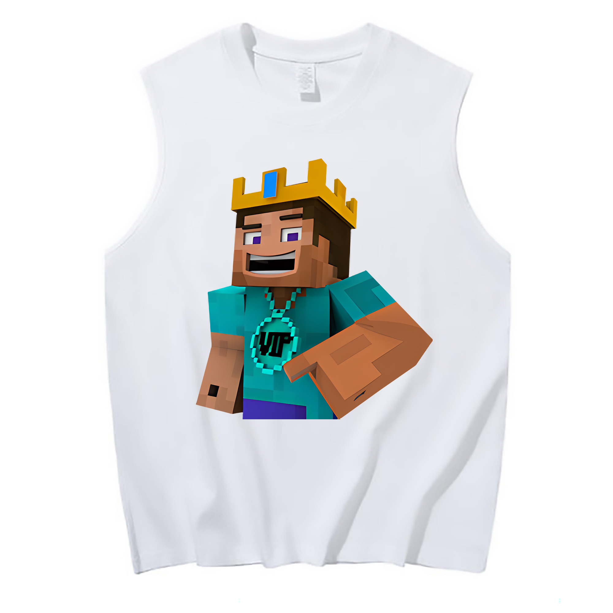 （画像用） マインクラフト ブロックの世界 Minecraft MC Block world コットン100％タンクトップ（フロントプリント）