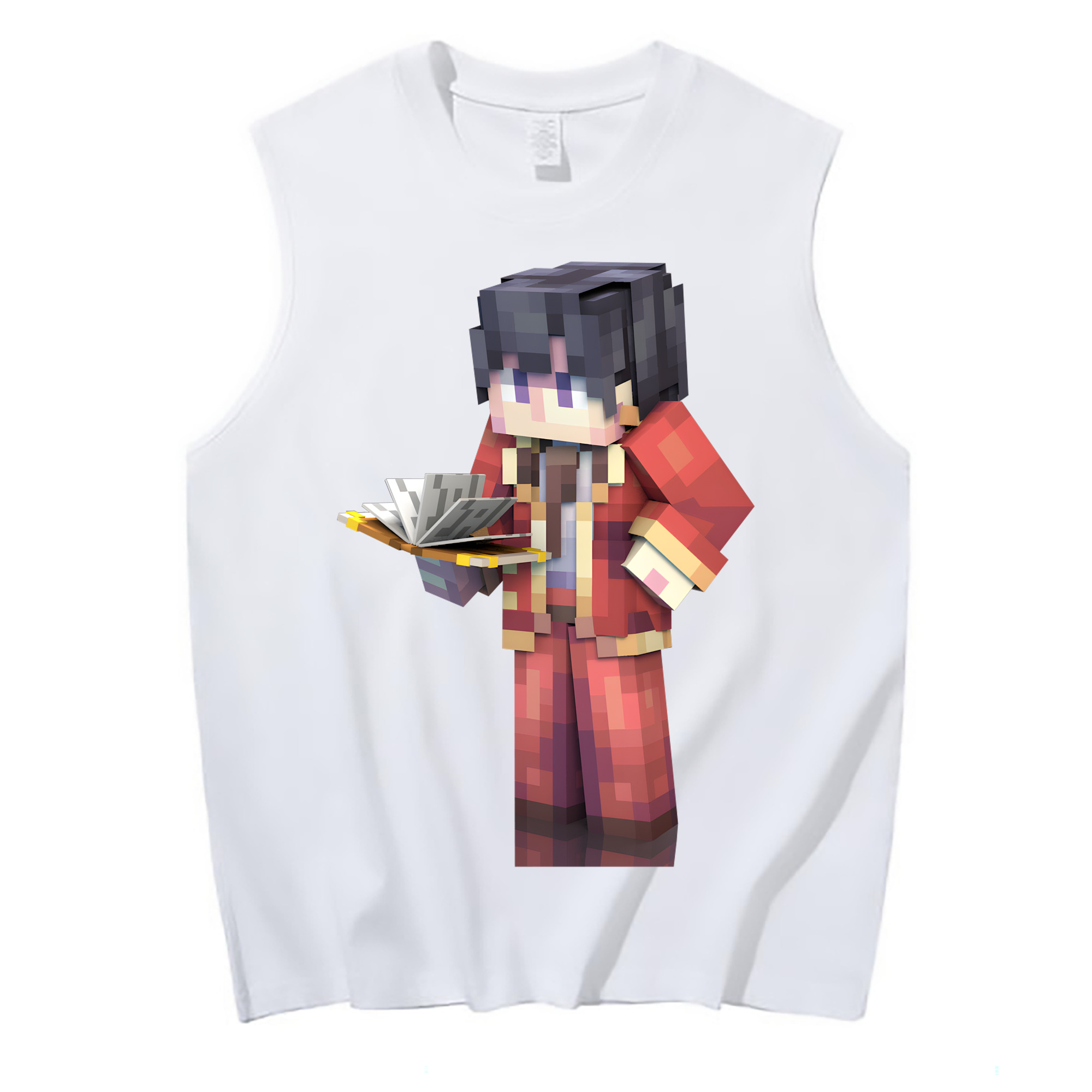 （画像用） マインクラフト ブロックの世界 Minecraft MC Block world コットン100％タンクトップ（フロントプリント）