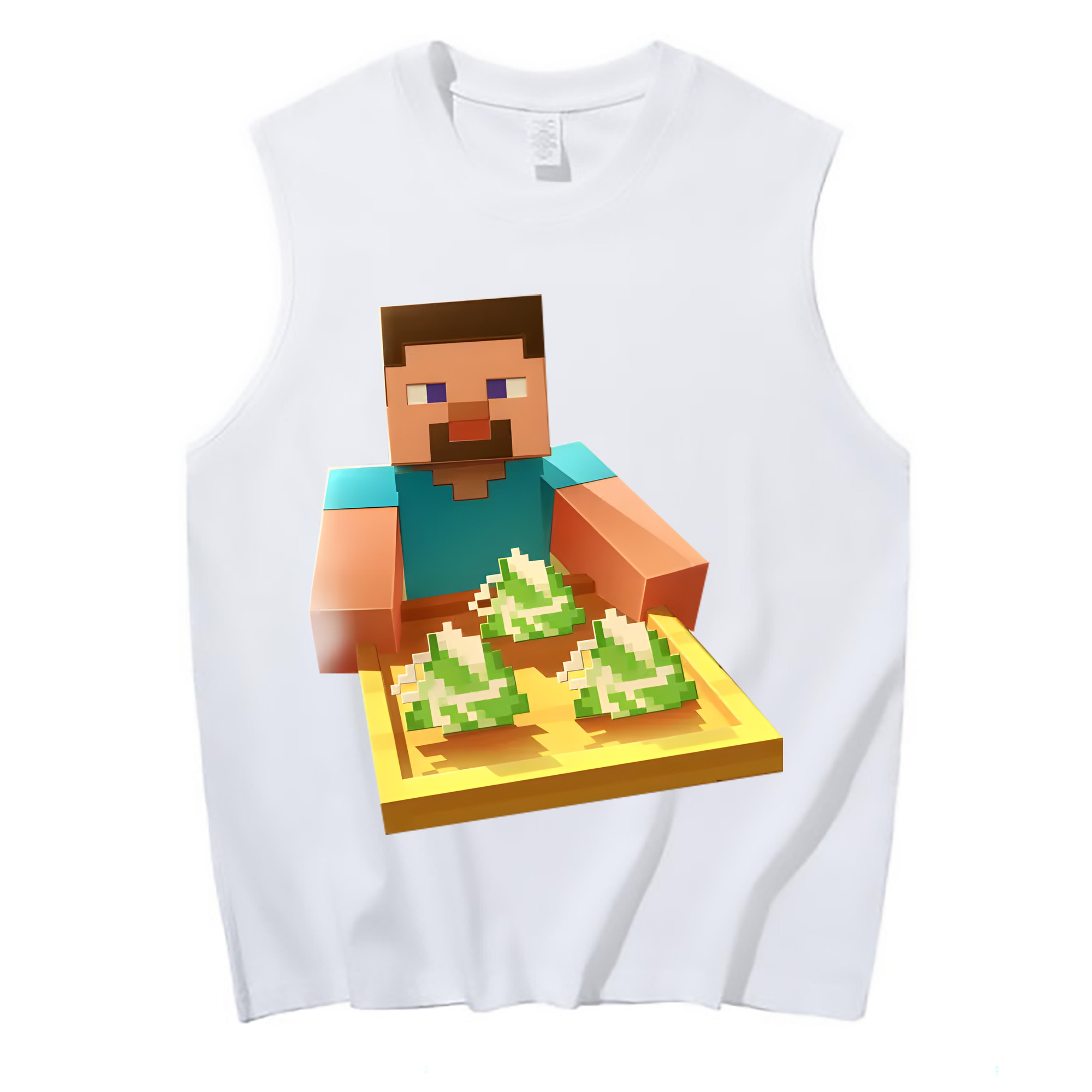 （画像用） マインクラフト ブロックの世界 Minecraft MC Block world コットン100％タンクトップ（フロントプリント）