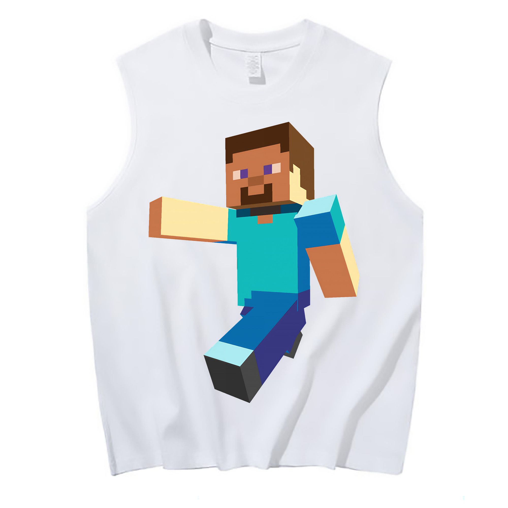 （画像用） マインクラフト ブロックの世界 Minecraft MC Block world コットン100％タンクトップ（フロントプリント）
