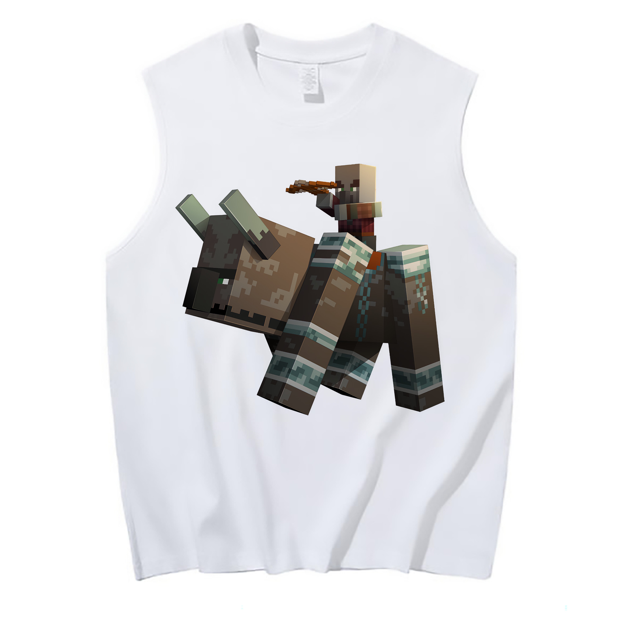 （画像用） マインクラフト ブロックの世界 Minecraft MC Block world コットン100％タンクトップ（フロントプリント）