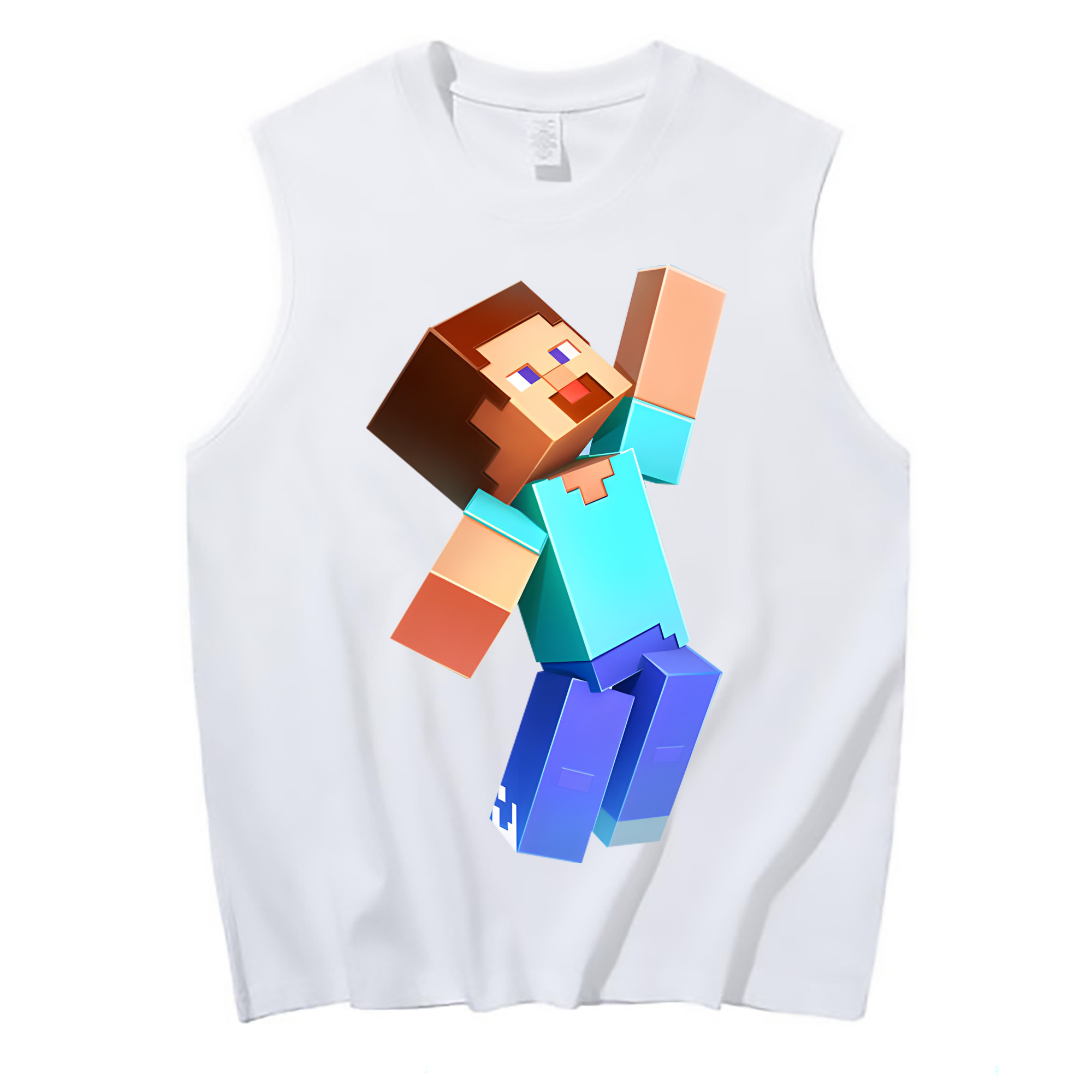 （画像用） マインクラフト ブロックの世界 Minecraft MC Block world コットン100％タンクトップ（フロントプリント）
