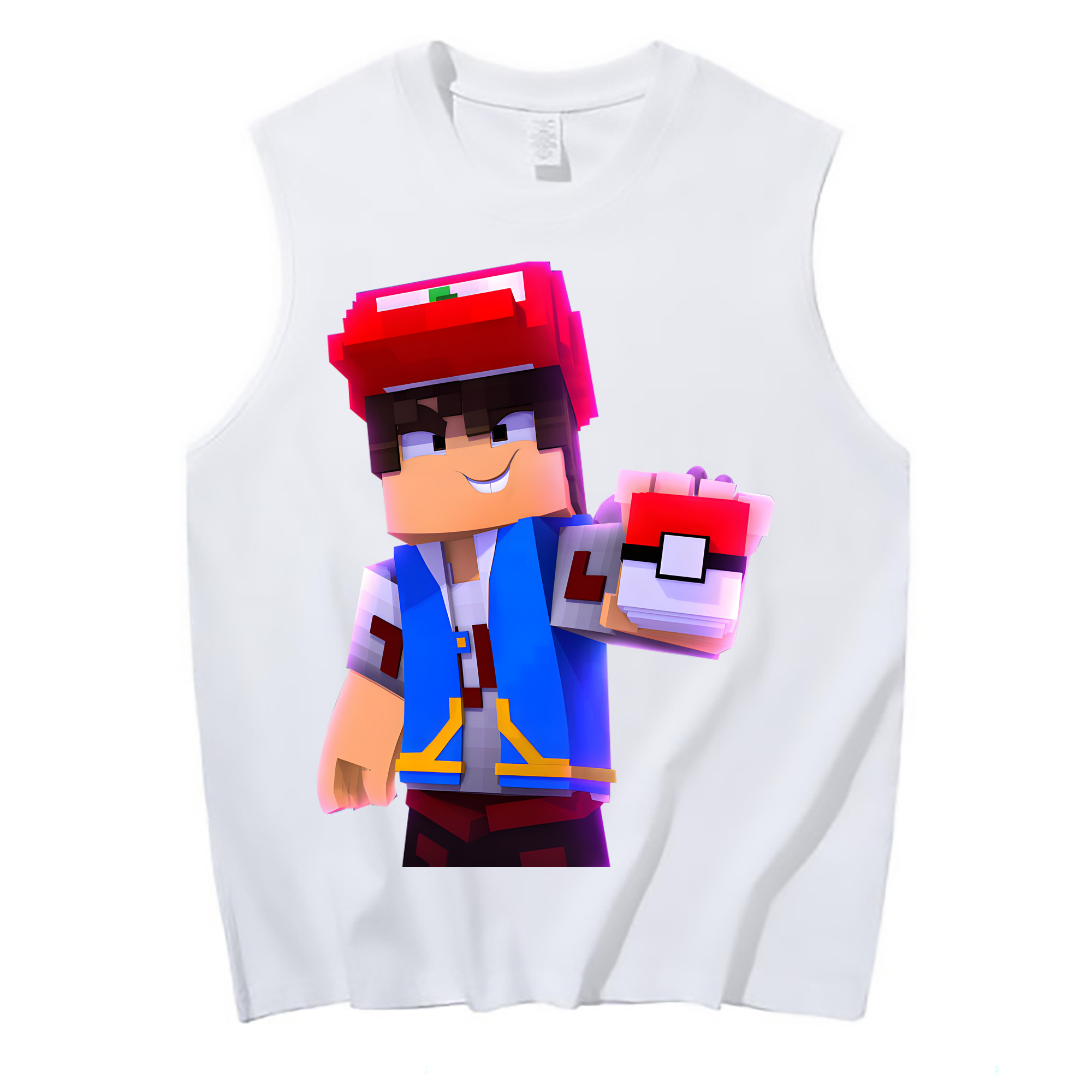 （画像用） マインクラフト ブロックの世界 Minecraft MC Block world コットン100％タンクトップ（フロントプリント）