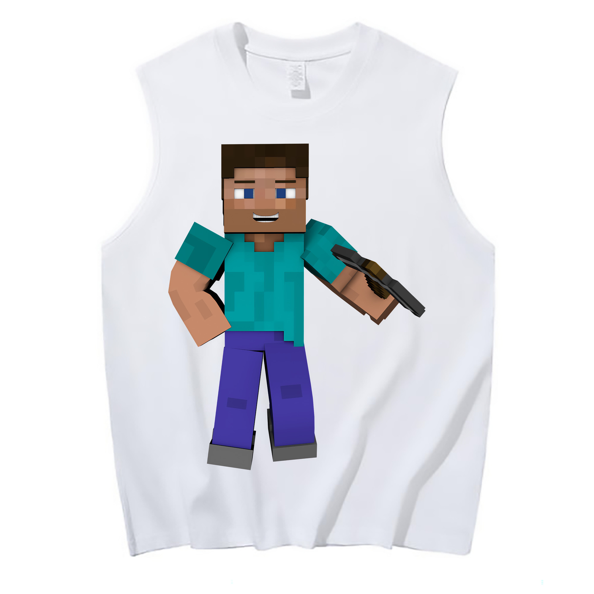 （画像用） マインクラフト ブロックの世界 Minecraft MC Block world コットン100％タンクトップ（フロントプリント）