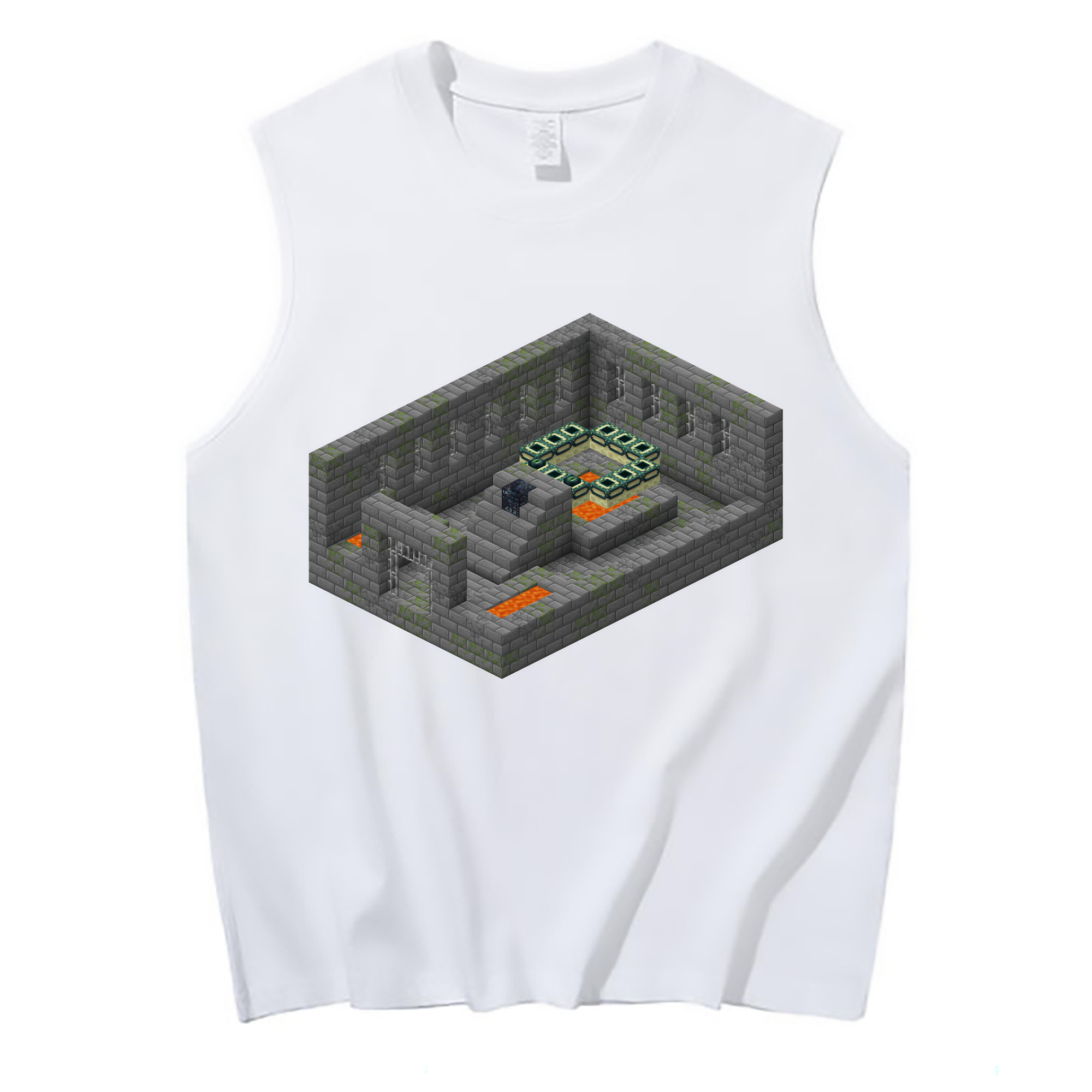 （画像用） マインクラフト ブロックの世界 Minecraft MC Block world コットン100％タンクトップ（フロントプリント）