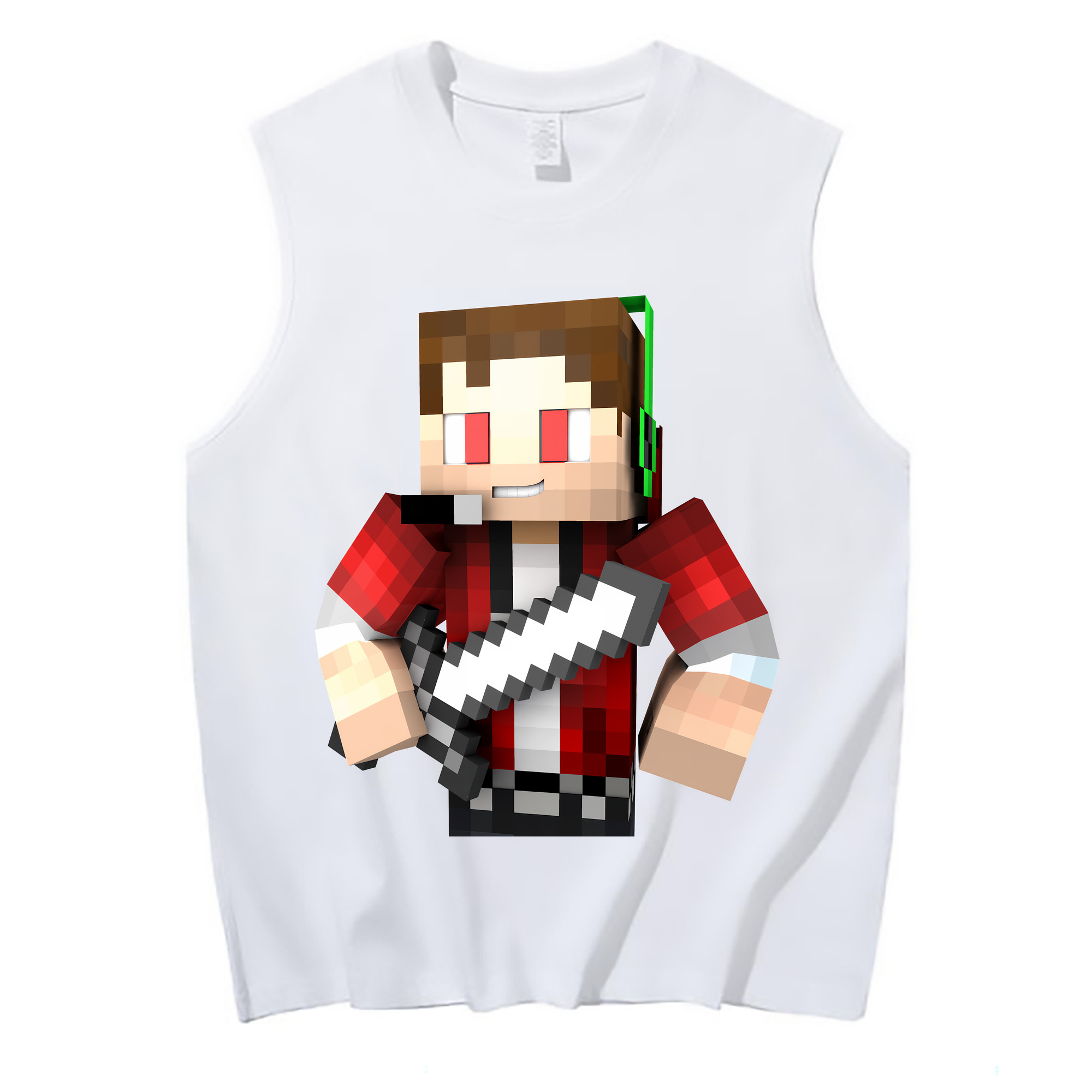 （画像用） マインクラフト ブロックの世界 Minecraft MC Block world コットン100％タンクトップ（フロントプリント）