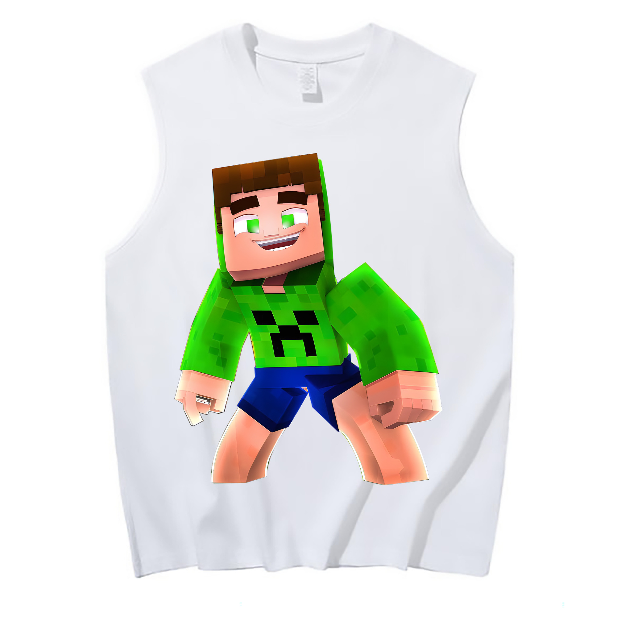 （画像用） マインクラフト ブロックの世界 Minecraft MC Block world コットン100％タンクトップ（フロントプリント）