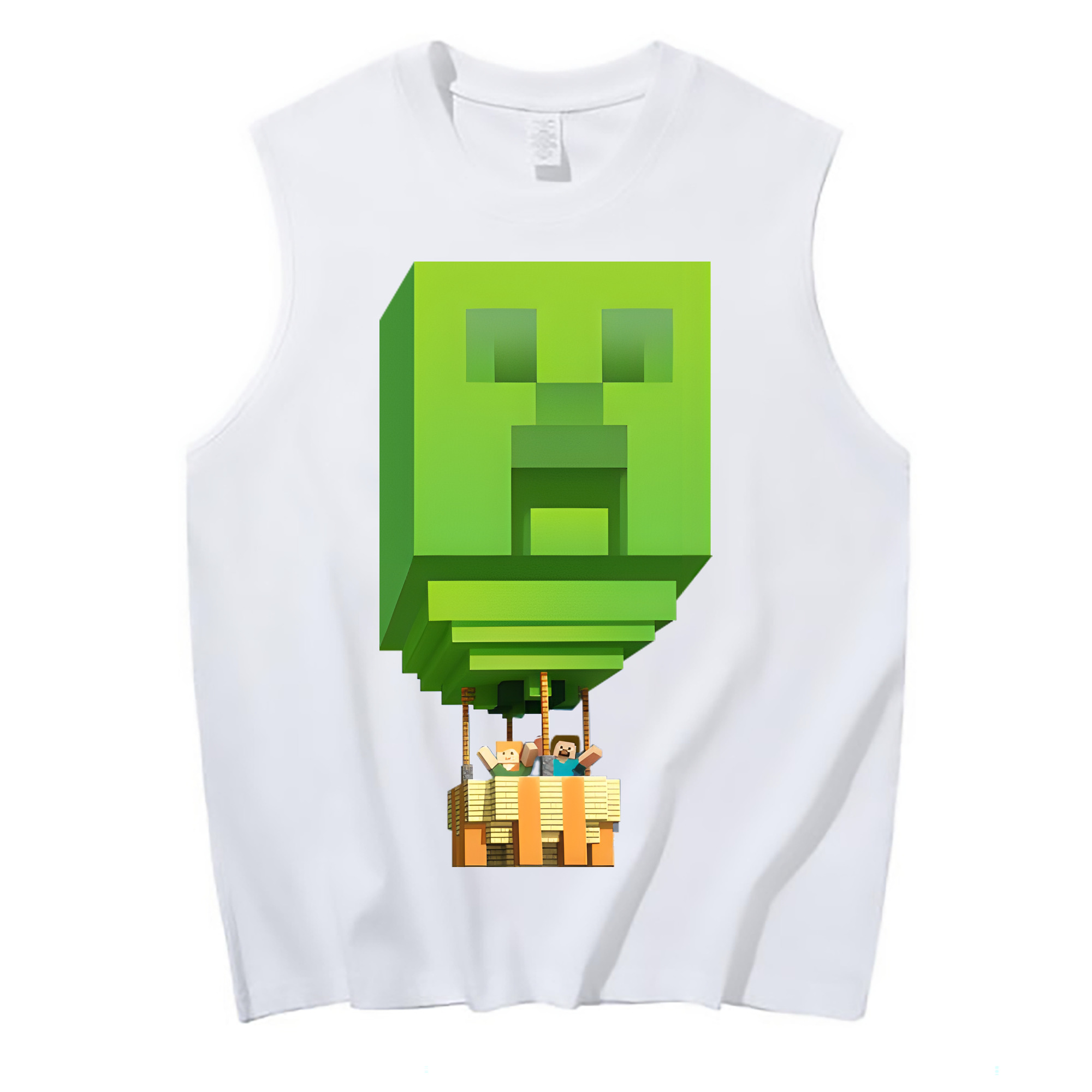 （画像用） マインクラフト ブロックの世界 Minecraft MC Block world コットン100％タンクトップ（フロントプリント）