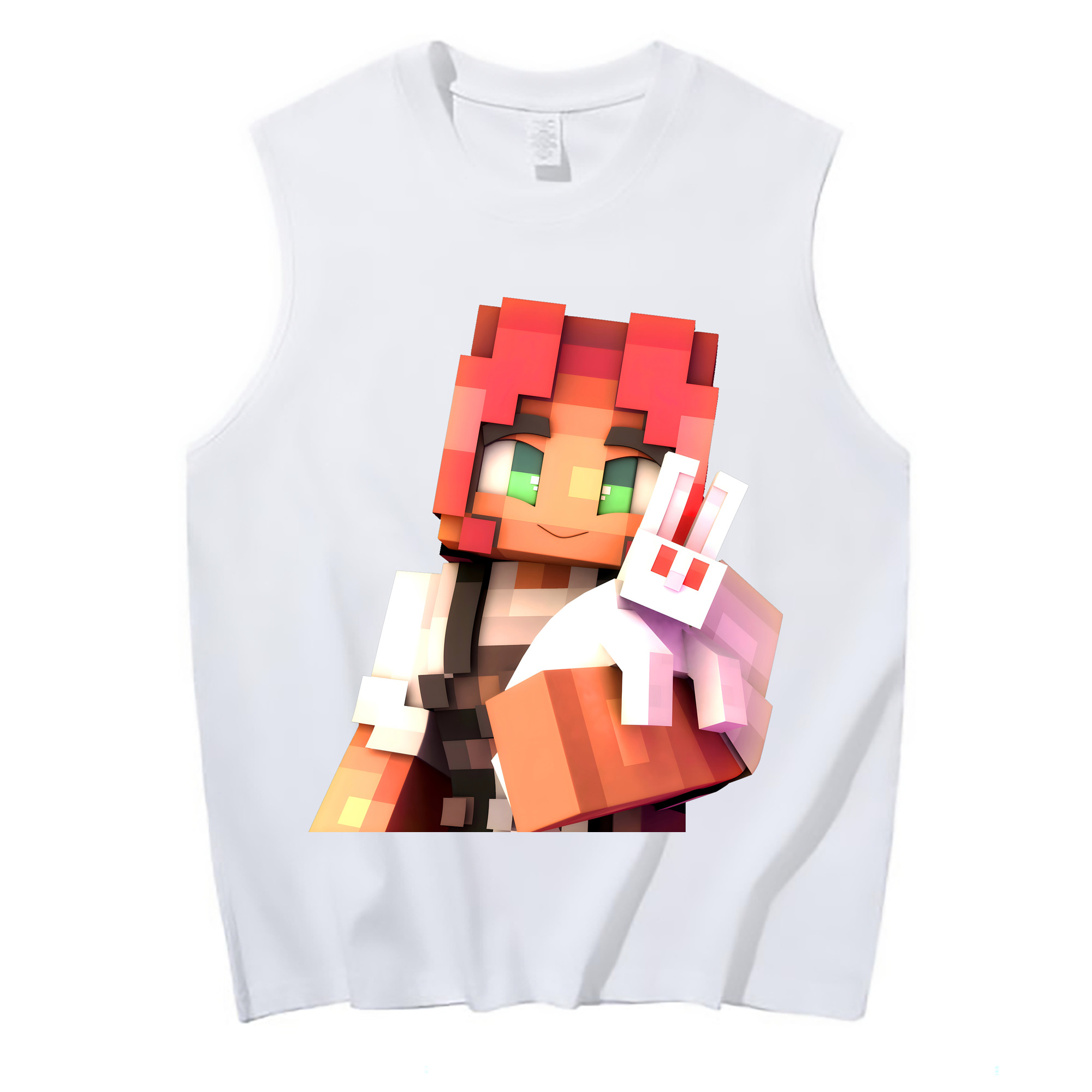 （画像用） マインクラフト ブロックの世界 Minecraft MC Block world コットン100％タンクトップ（フロントプリント）