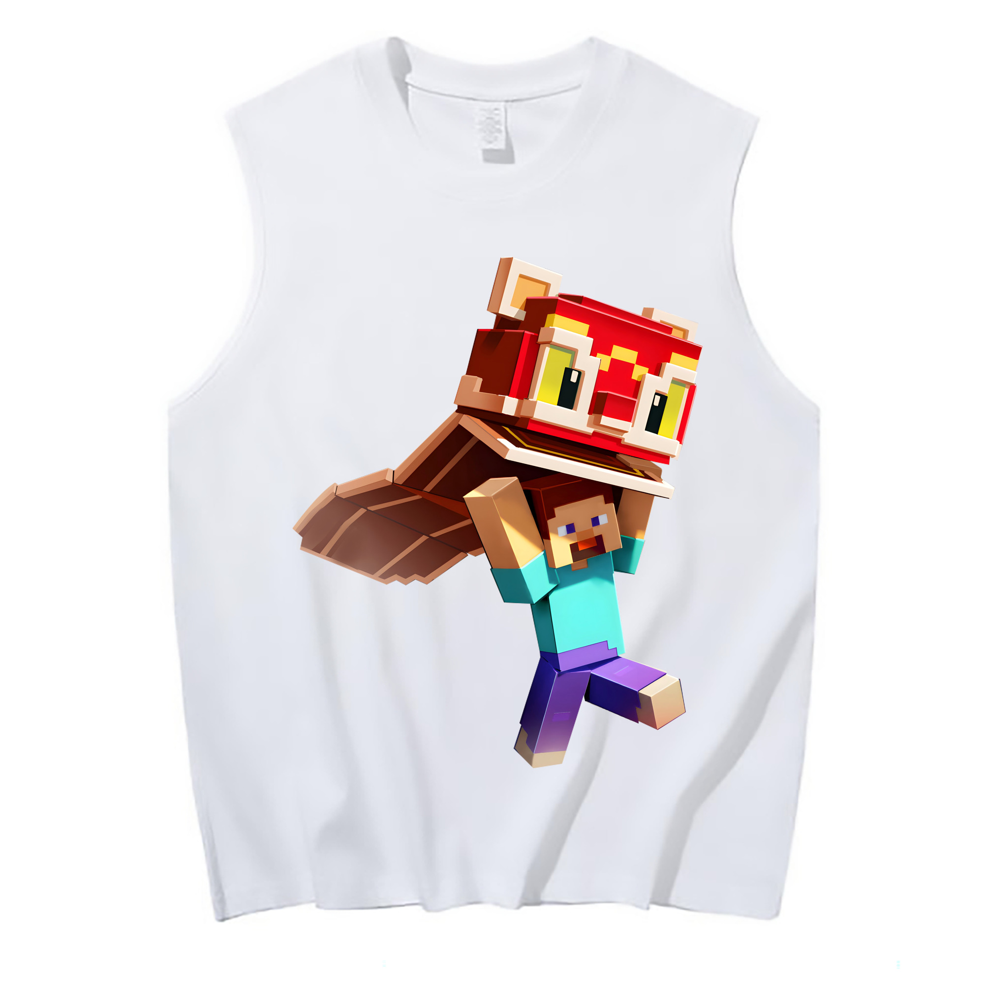 （画像用） マインクラフト ブロックの世界 Minecraft MC Block world コットン100％タンクトップ（フロントプリント）
