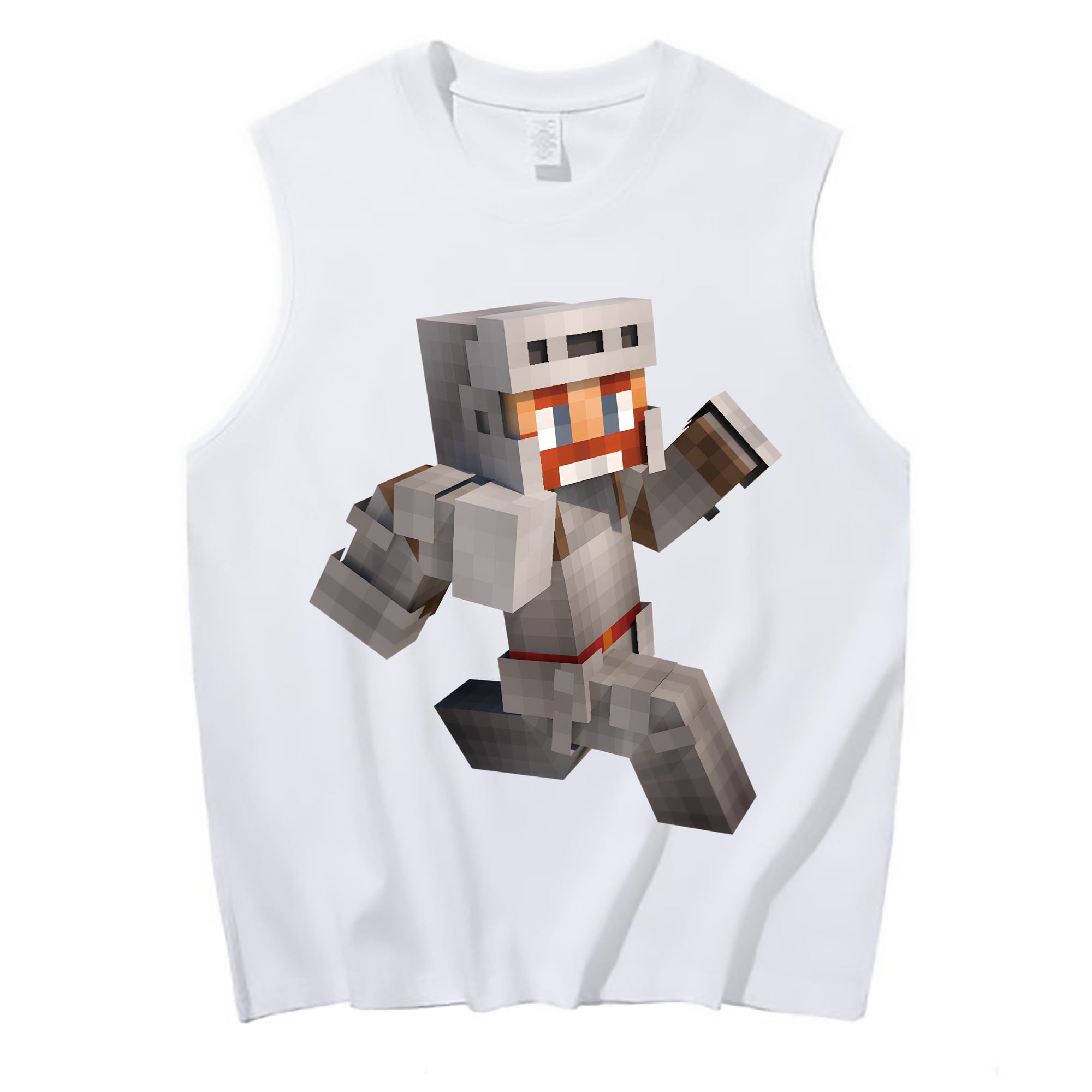 （画像用） マインクラフト ブロックの世界 Minecraft MC Block world コットン100％タンクトップ（フロントプリント）
