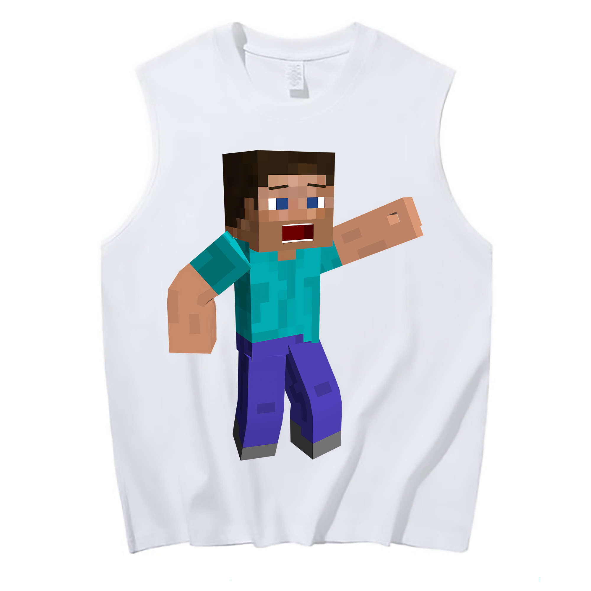 （画像用） マインクラフト ブロックの世界 Minecraft MC Block world コットン100％タンクトップ（フロントプリント）