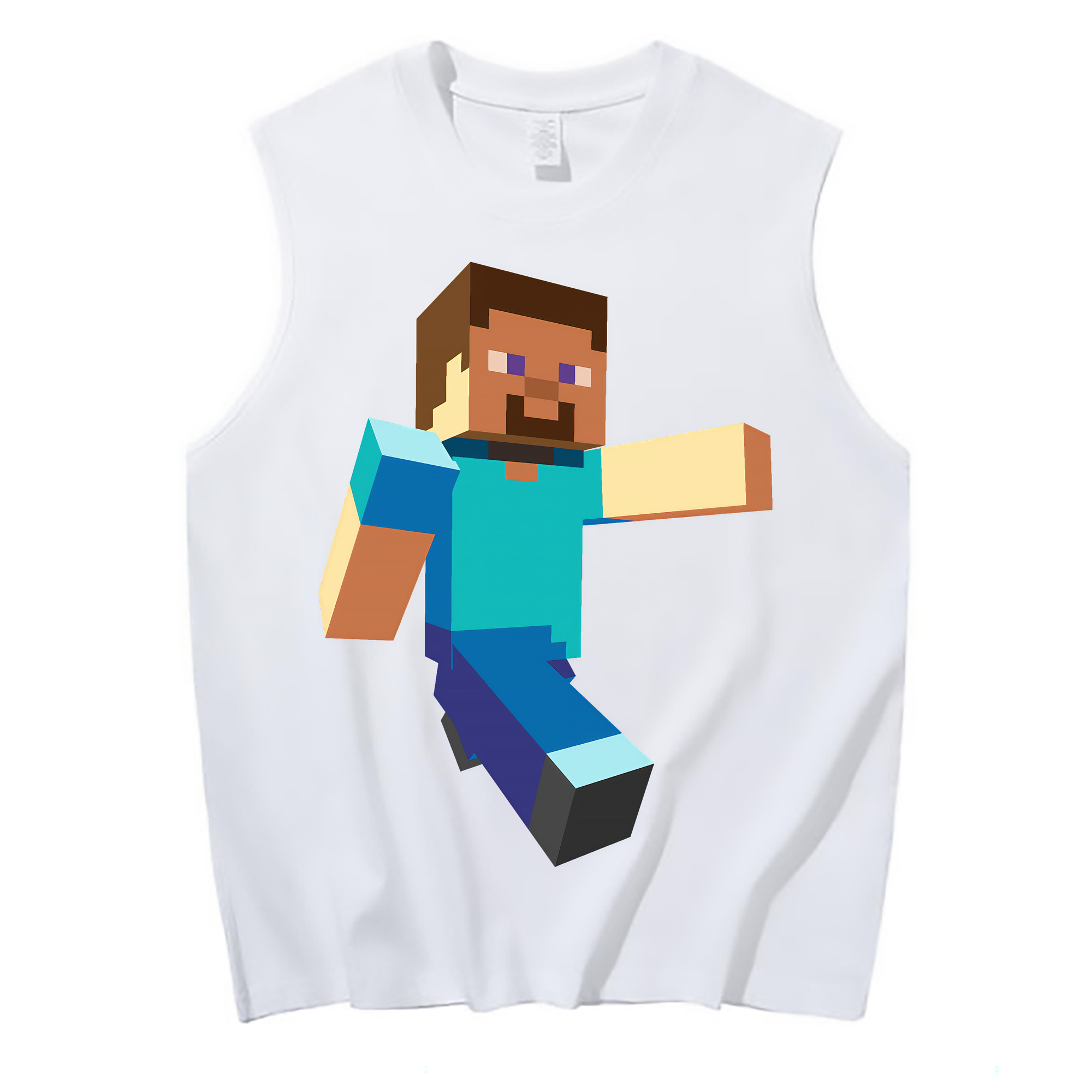 （画像用） マインクラフト ブロックの世界 Minecraft MC Block world コットン100％タンクトップ（フロントプリント）