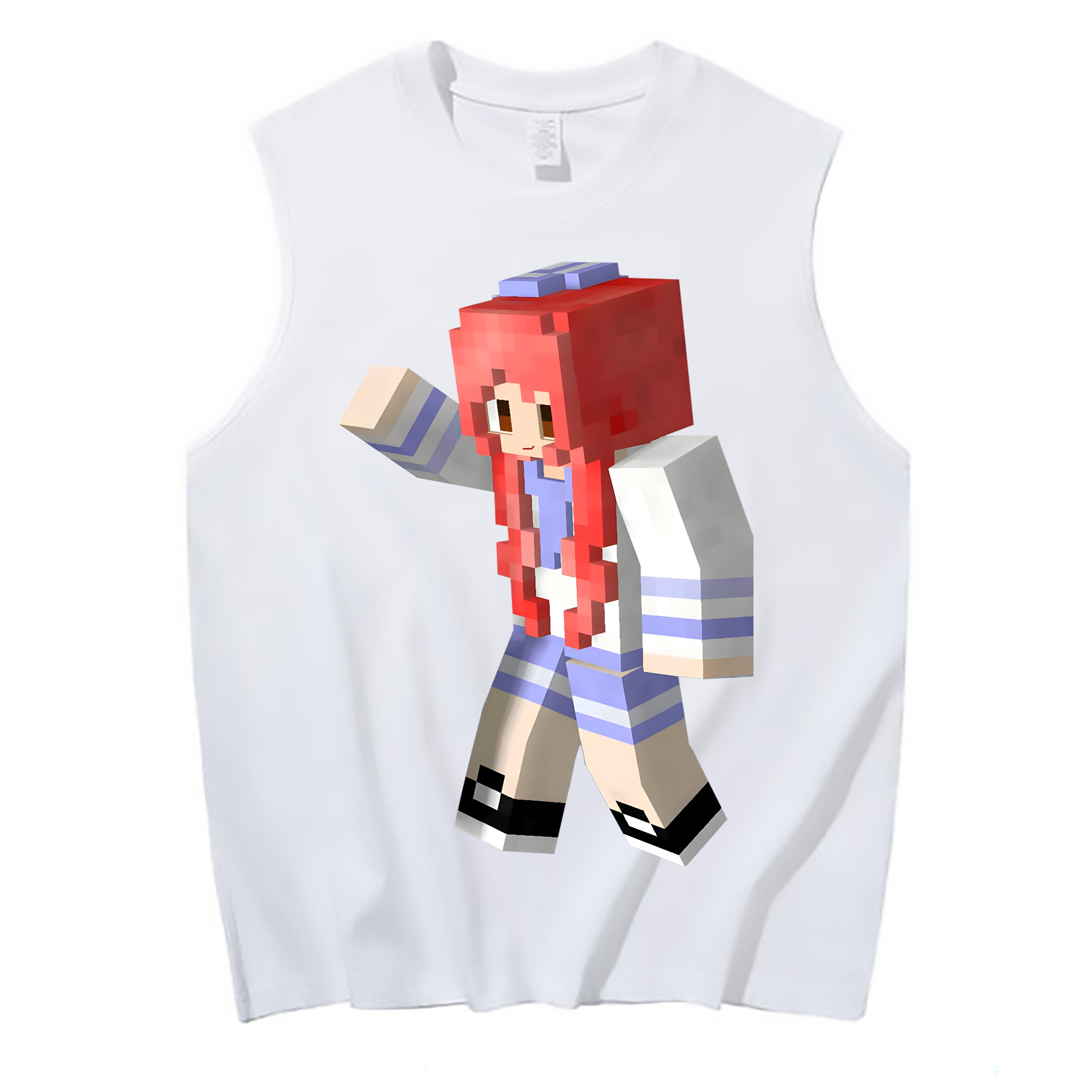 （画像用） マインクラフト ブロックの世界 Minecraft MC Block world コットン100％タンクトップ（フロントプリント）