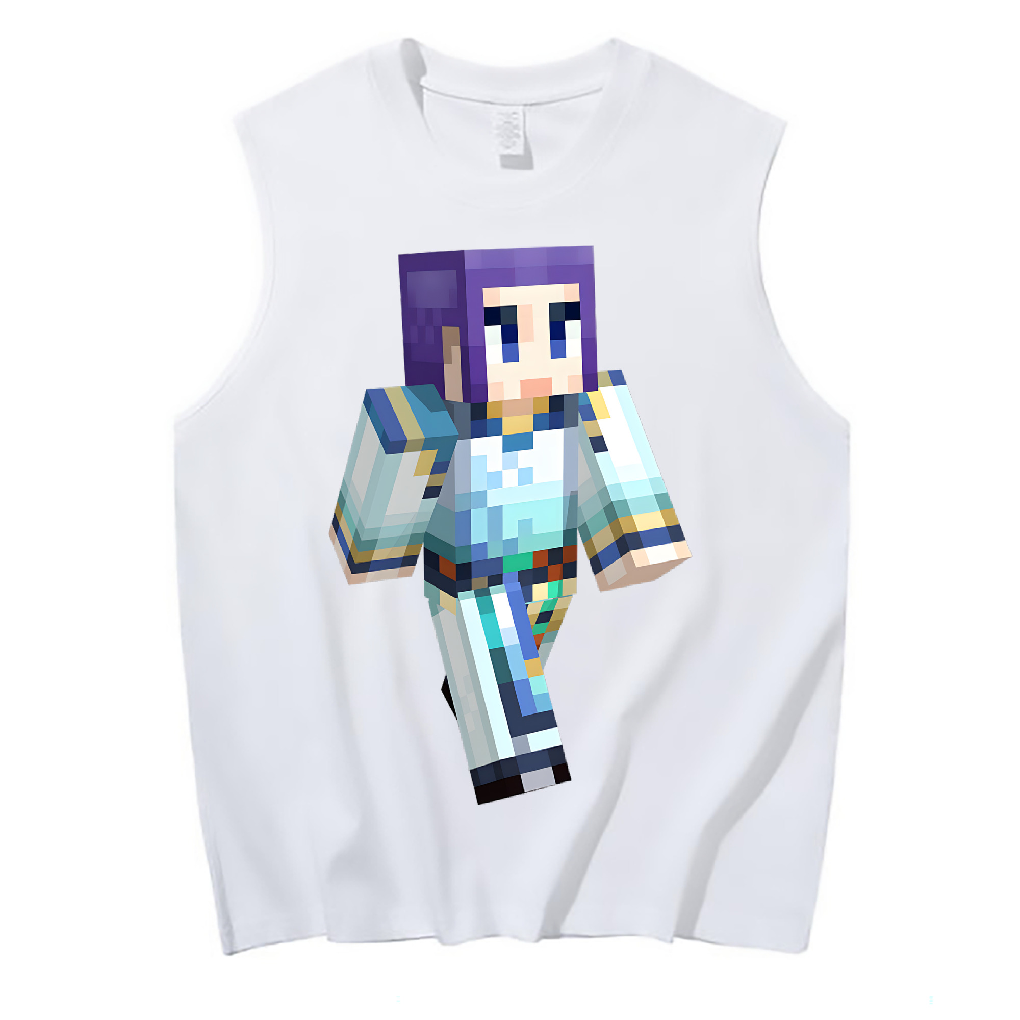 （画像用） マインクラフト ブロックの世界 Minecraft MC Block world コットン100％タンクトップ（フロントプリント）