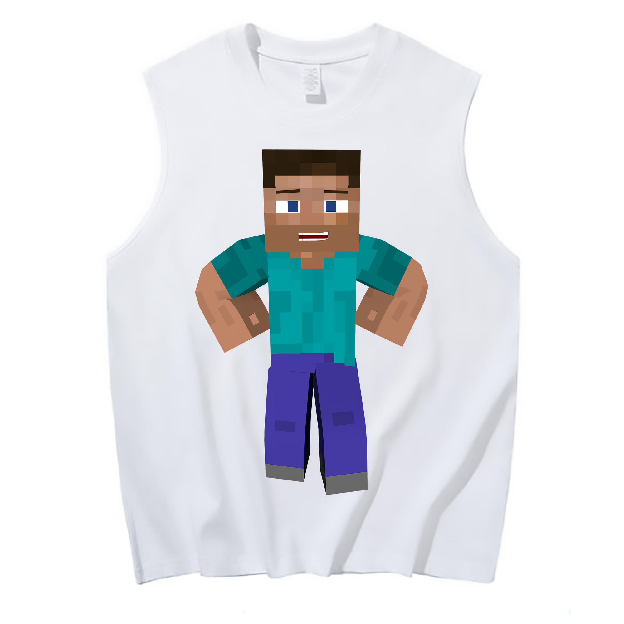（画像用） マインクラフト ブロックの世界 Minecraft MC Block world コットン100％タンクトップ（フロントプリント）