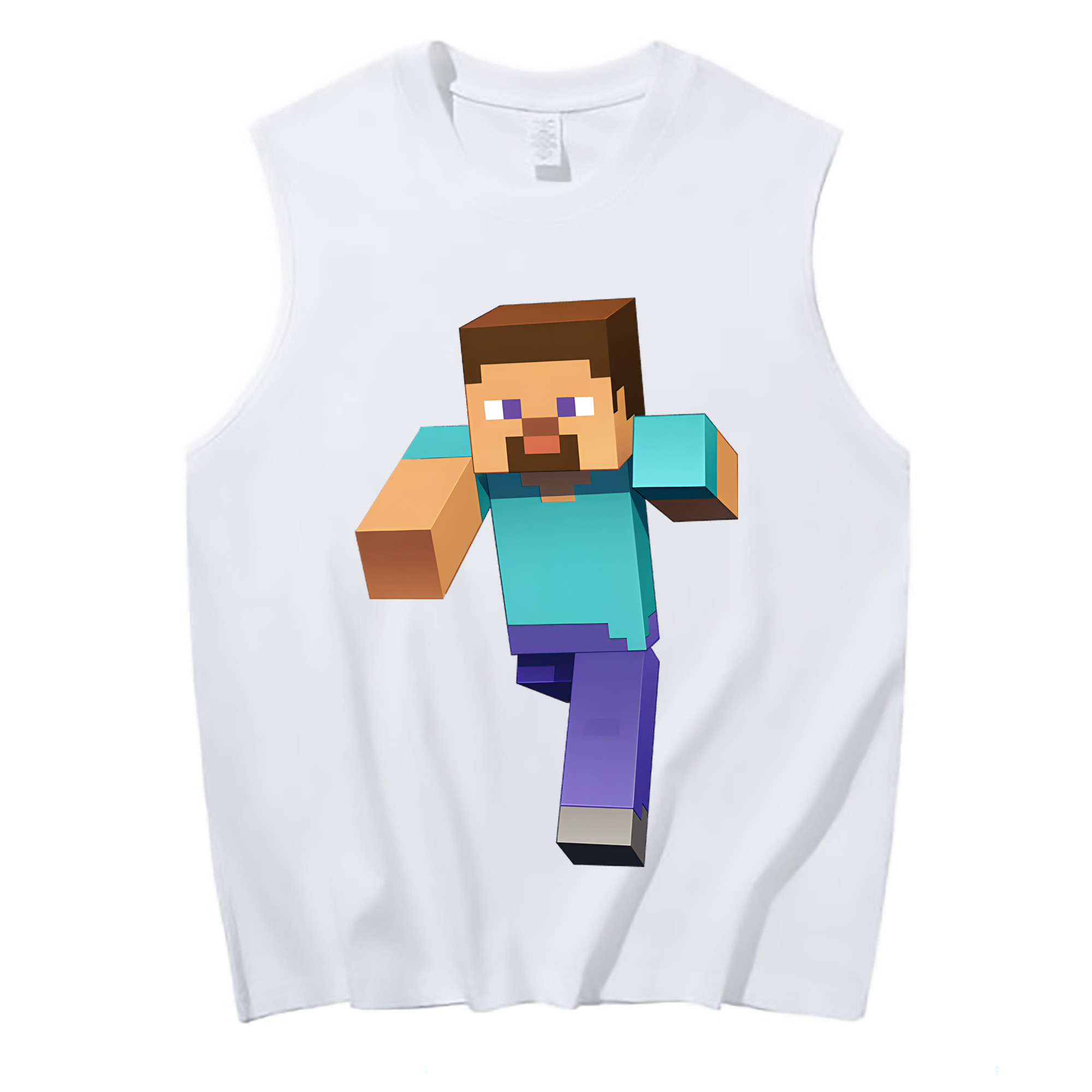 （画像用） マインクラフト ブロックの世界 Minecraft MC Block world コットン100％タンクトップ（フロントプリント）