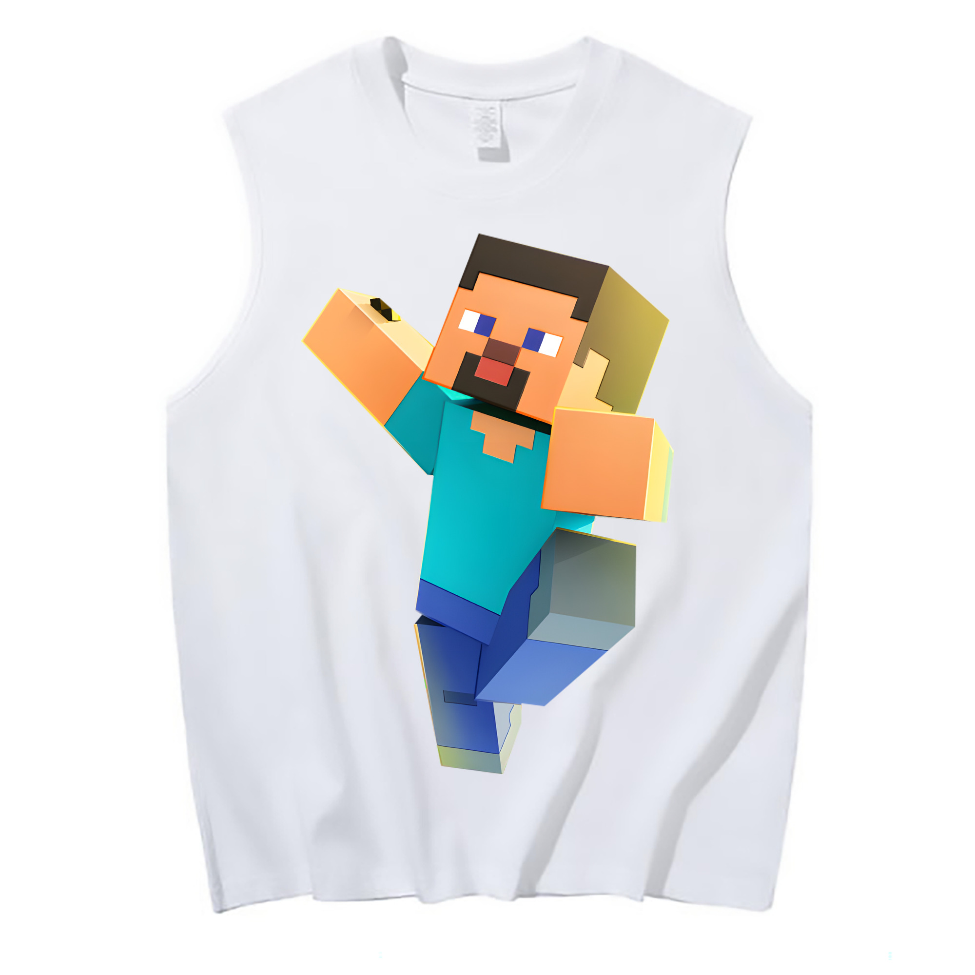 （画像用） マインクラフト ブロックの世界 Minecraft MC Block world コットン100％タンクトップ（フロントプリント）