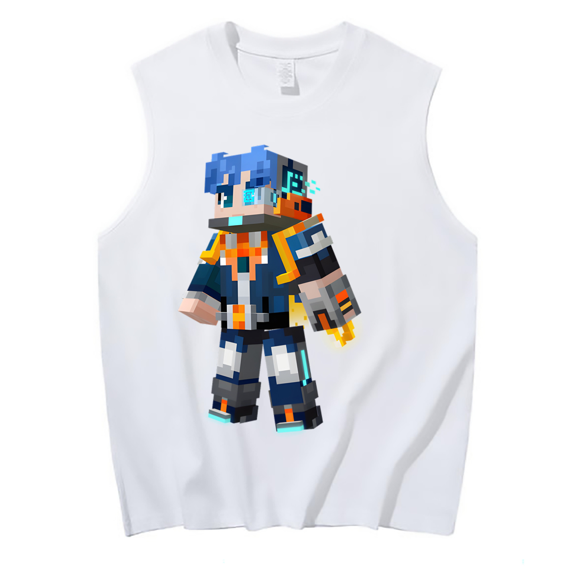 （画像用） マインクラフト ブロックの世界 Minecraft MC Block world コットン100％タンクトップ（フロントプリント）