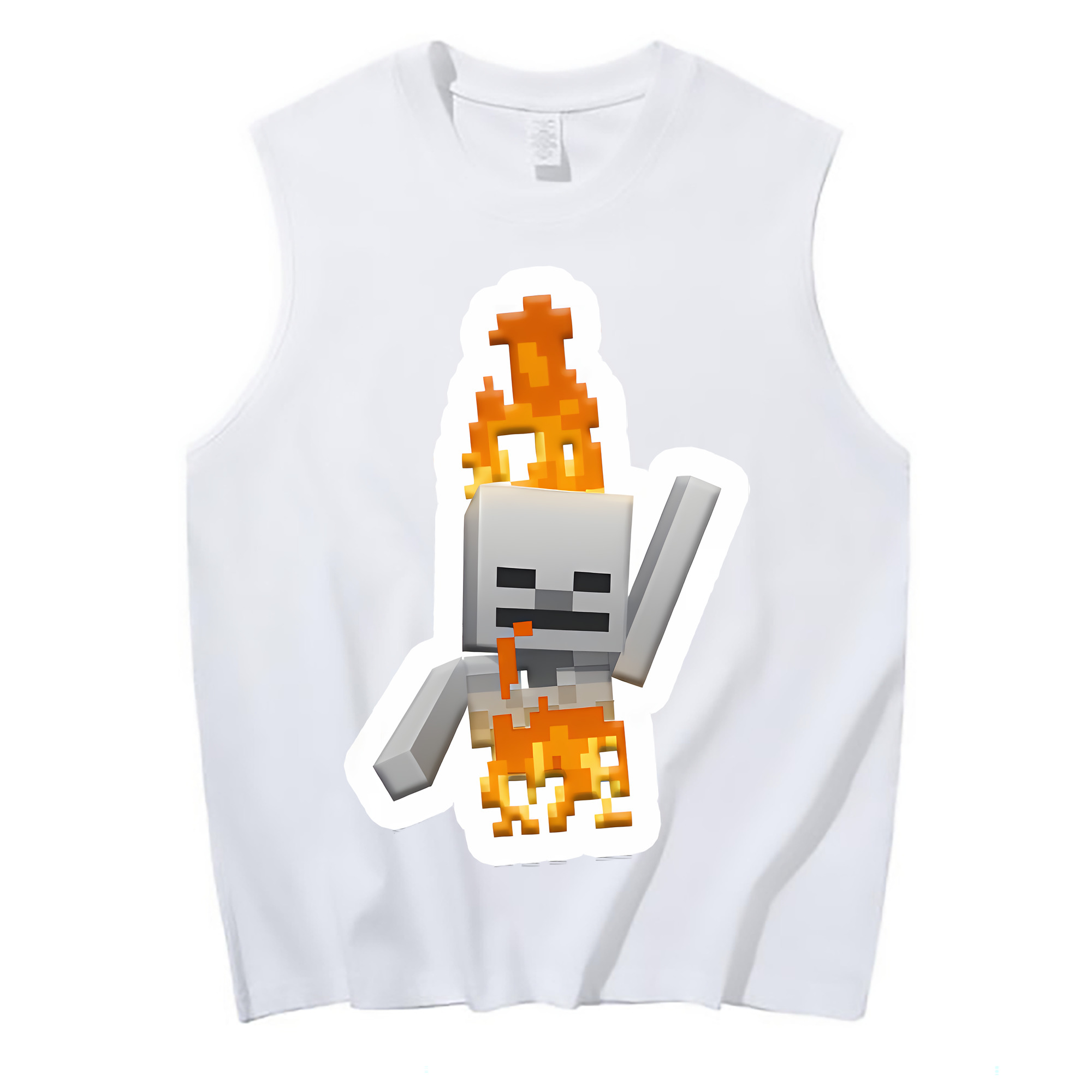 （画像用） マインクラフト ブロックの世界 Minecraft MC Block world コットン100％タンクトップ（フロントプリント）