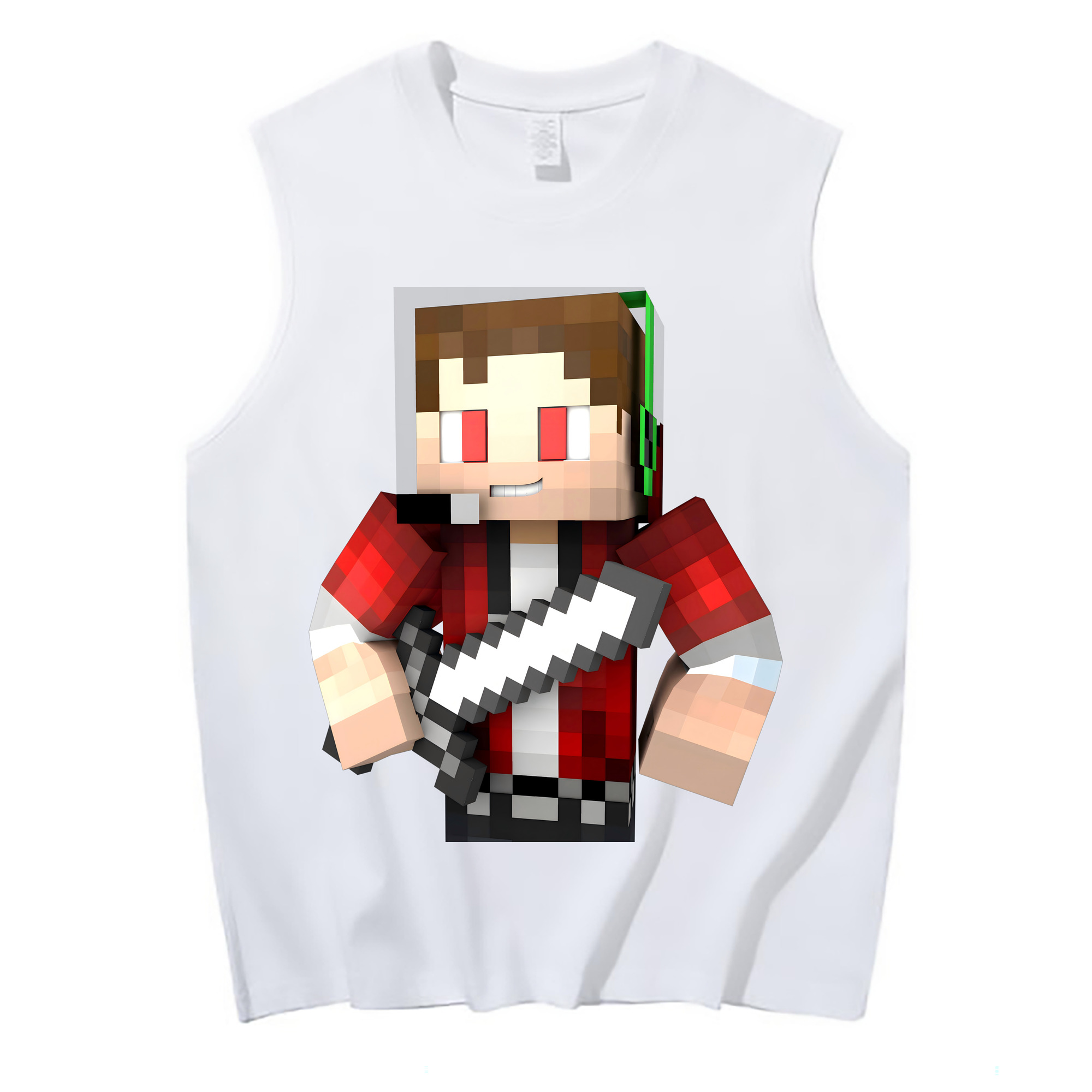 （画像用） マインクラフト ブロックの世界 Minecraft MC Block world コットン100％タンクトップ（フロントプリント）