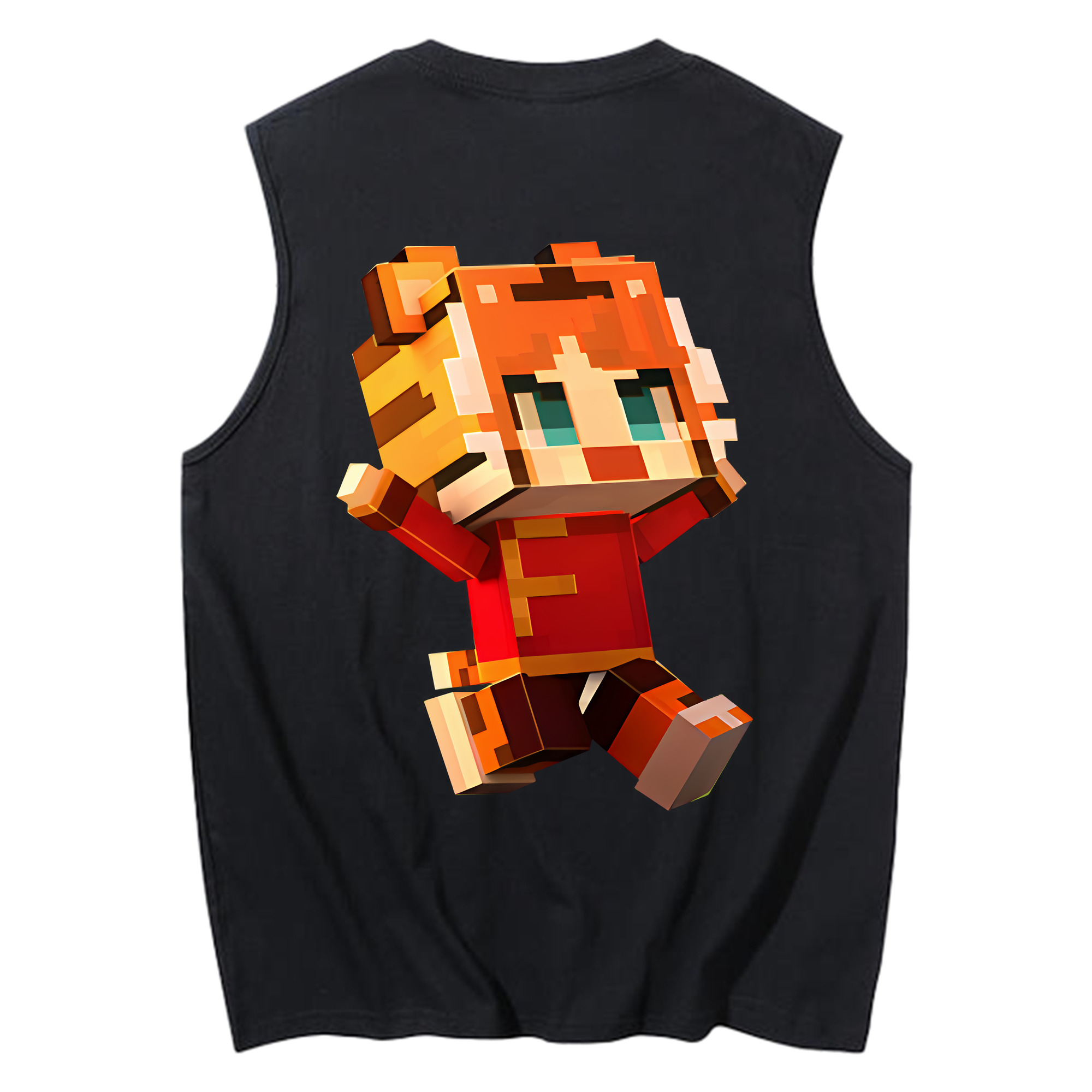 （画像用） マインクラフト ブロックの世界 Minecraft MC Block world コットン100％タンクトップ（背面プリント）