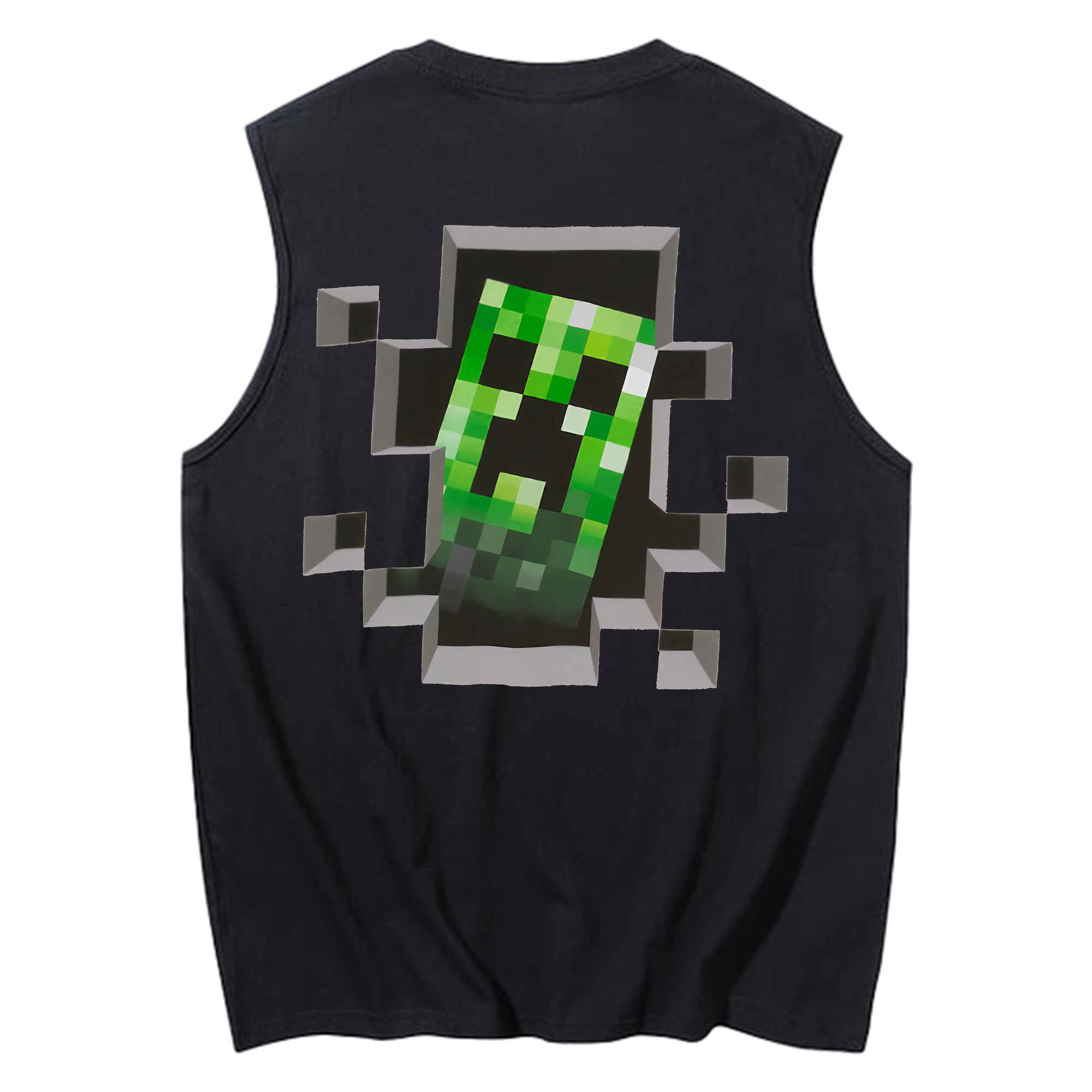 （画像用） マインクラフト ブロックの世界 Minecraft MC Block world コットン100％タンクトップ（背面プリント）
