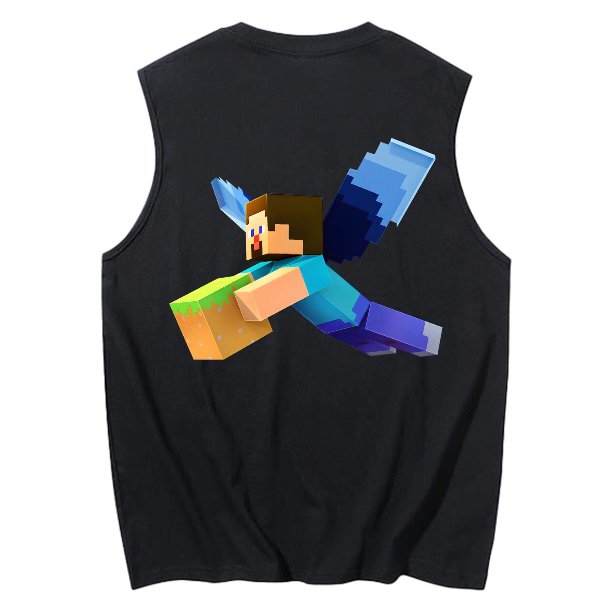 （画像用） マインクラフト ブロックの世界 Minecraft MC Block world コットン100％タンクトップ（背面プリント）