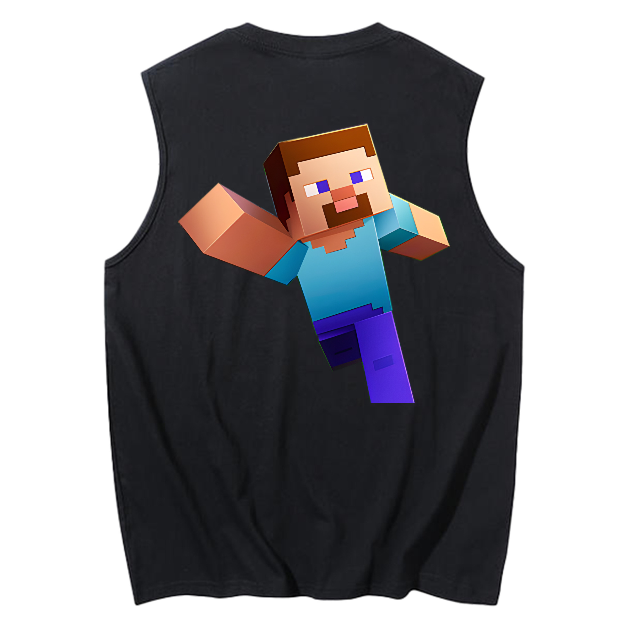 （画像用） マインクラフト ブロックの世界 Minecraft MC Block world コットン100％タンクトップ（背面プリント）