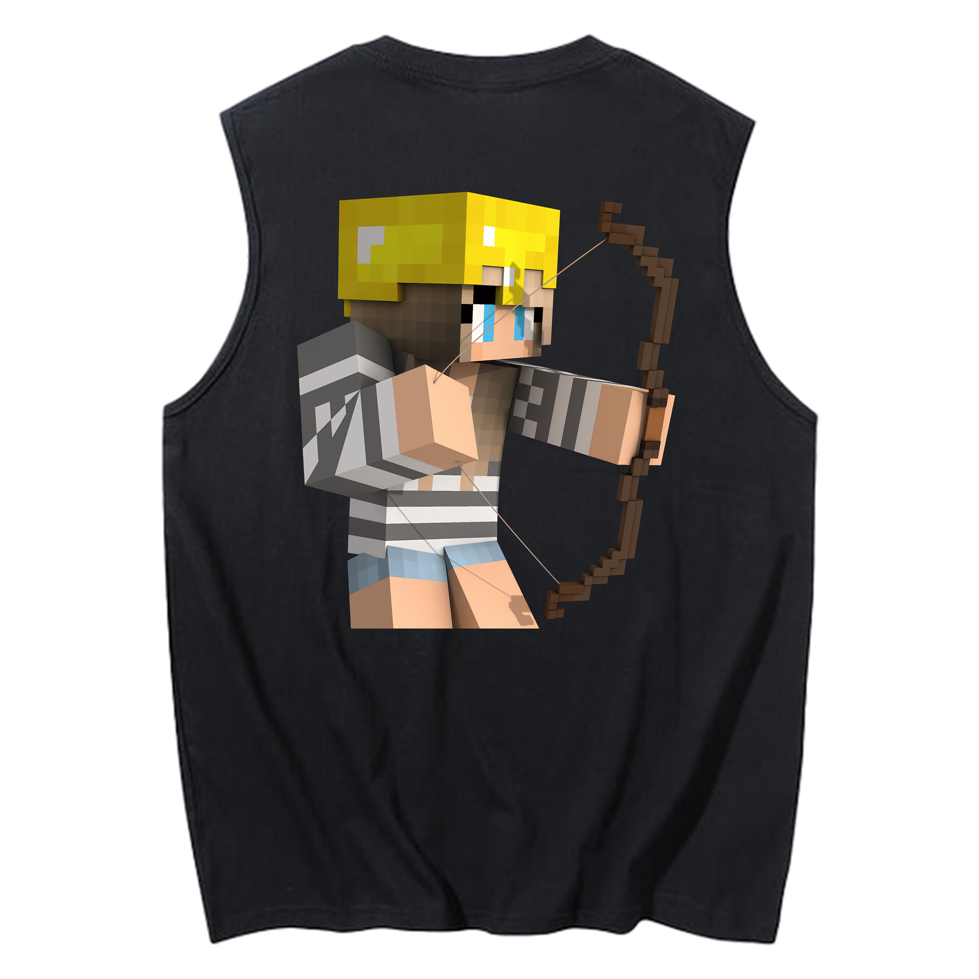 （画像用） マインクラフト ブロックの世界 Minecraft MC Block world コットン100％タンクトップ（背面プリント）