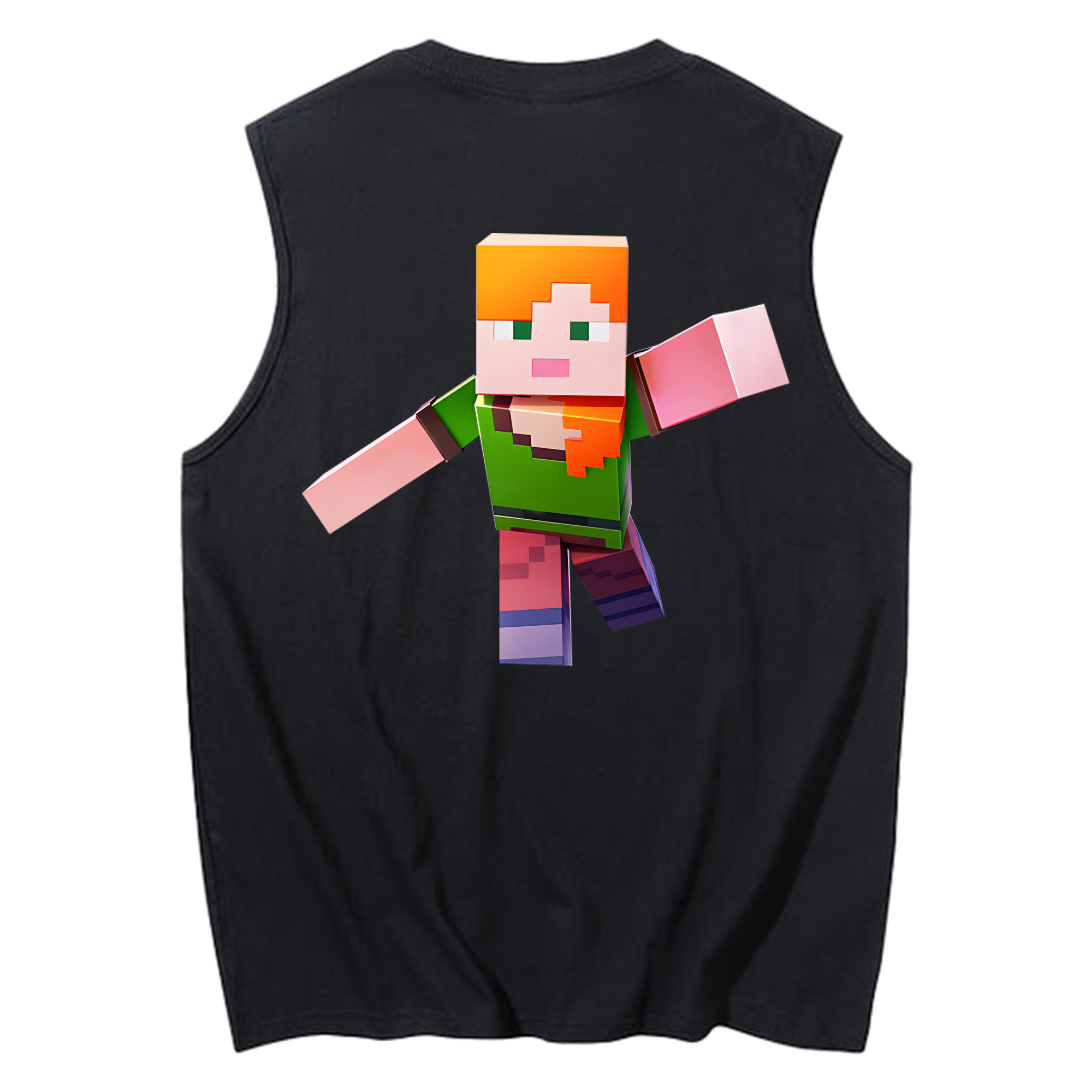 （画像用） マインクラフト ブロックの世界 Minecraft MC Block world コットン100％タンクトップ（背面プリント）