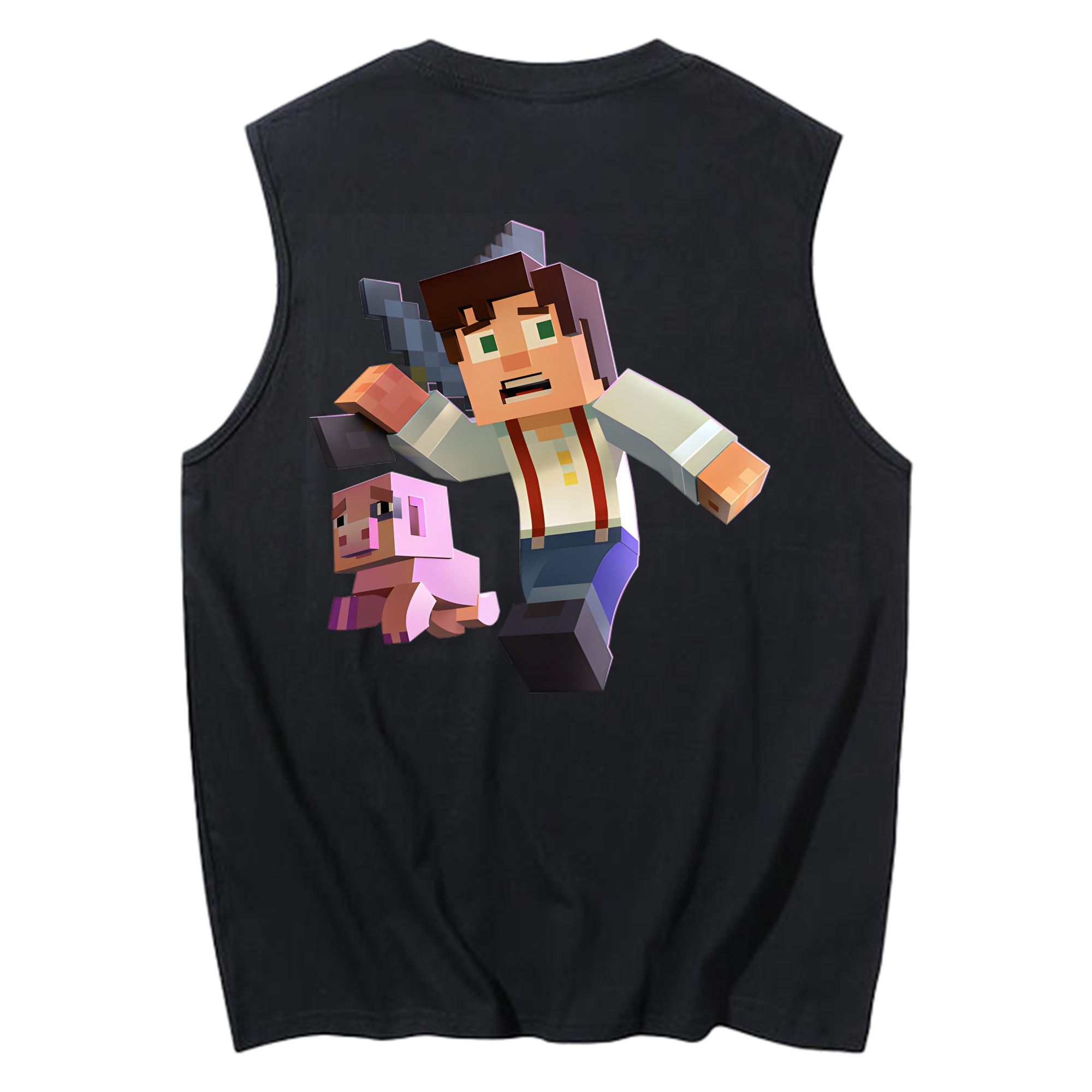 （画像用） マインクラフト ブロックの世界 Minecraft MC Block world コットン100％タンクトップ（背面プリント）