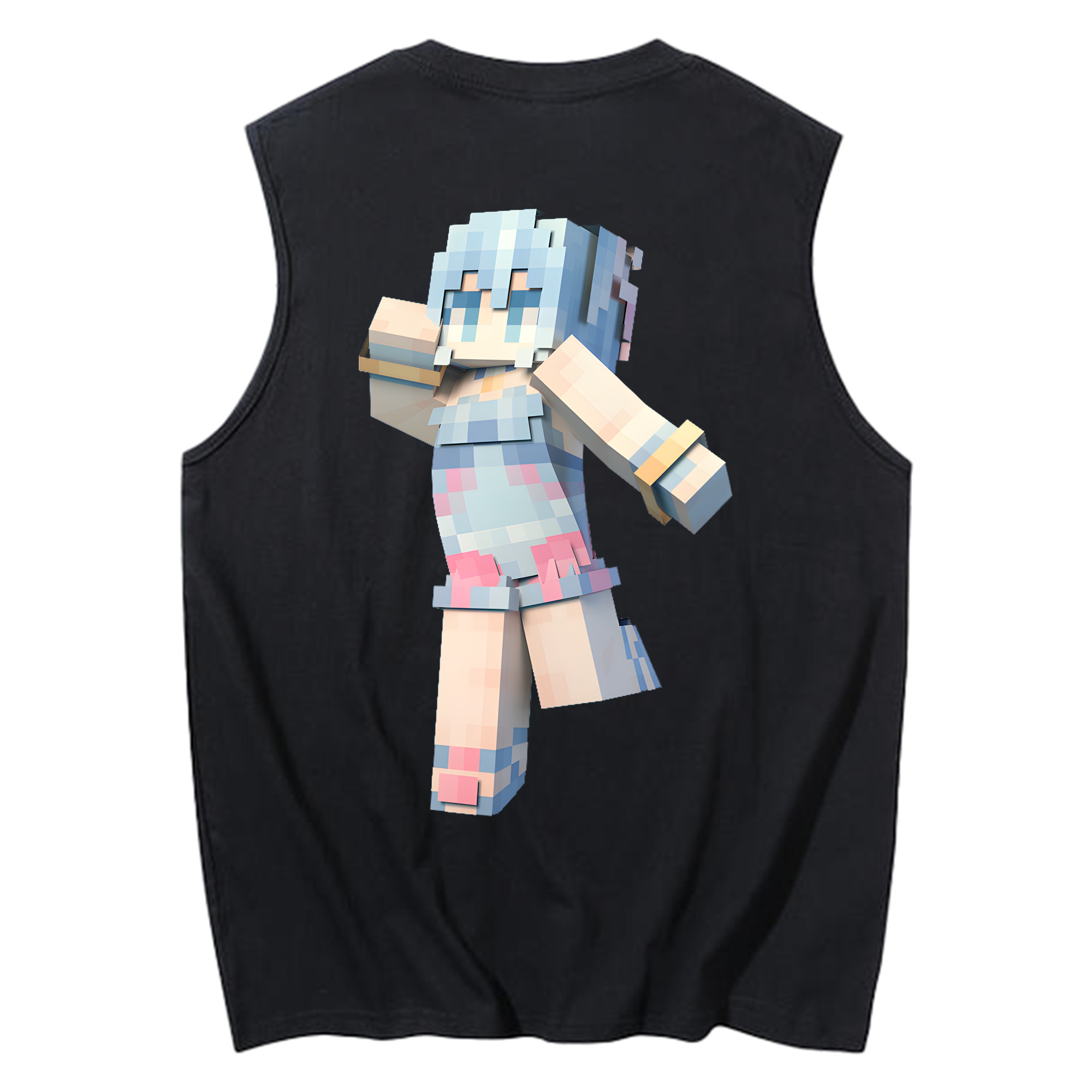 （画像用） マインクラフト ブロックの世界 Minecraft MC Block world コットン100％タンクトップ（背面プリント）