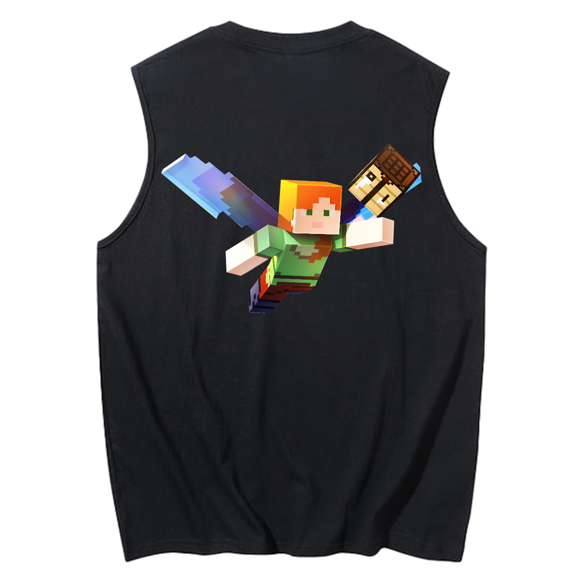 （画像用） マインクラフト ブロックの世界 Minecraft MC Block world コットン100％タンクトップ（背面プリント）