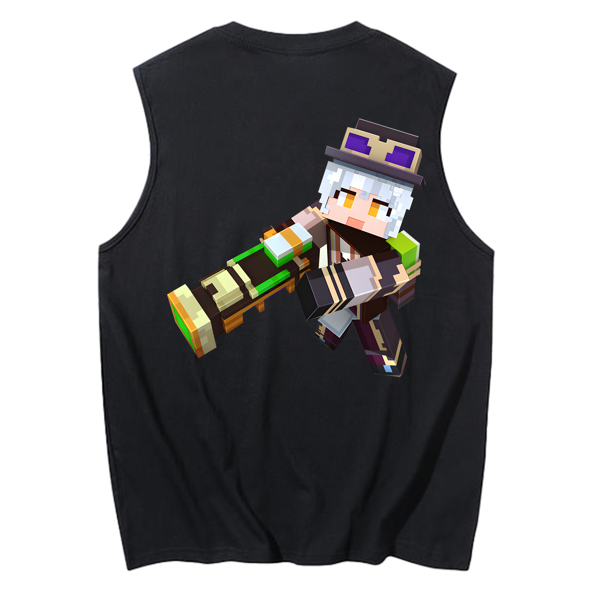 （画像用） マインクラフト ブロックの世界 Minecraft MC Block world コットン100％タンクトップ（背面プリント）