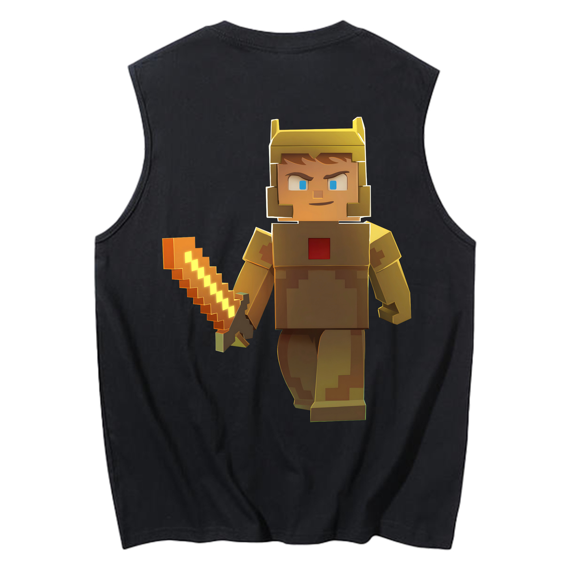 （画像用） マインクラフト ブロックの世界 Minecraft MC Block world コットン100％タンクトップ（背面プリント）